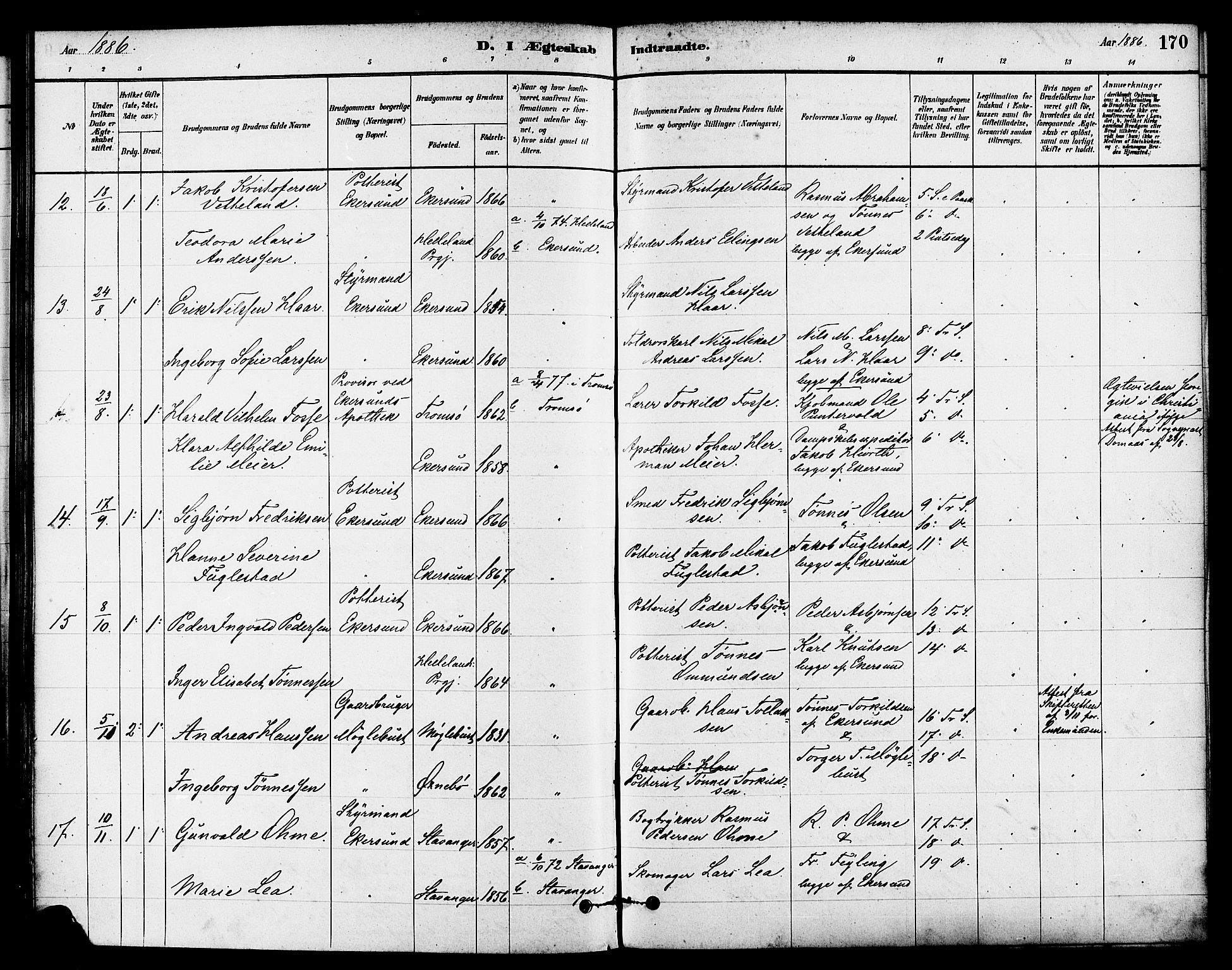 Eigersund sokneprestkontor, AV/SAST-A-101807/S08/L0015: Parish register (official) no. A 15, 1879-1892, p. 170