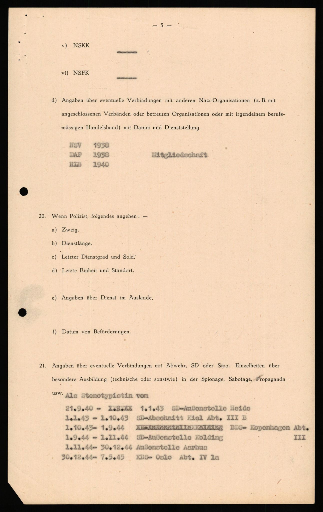 Forsvaret, Forsvarets overkommando II, AV/RA-RAFA-3915/D/Db/L0036: CI Questionaires. Tyske okkupasjonsstyrker i Norge. Tyskere., 1945-1946, p. 340