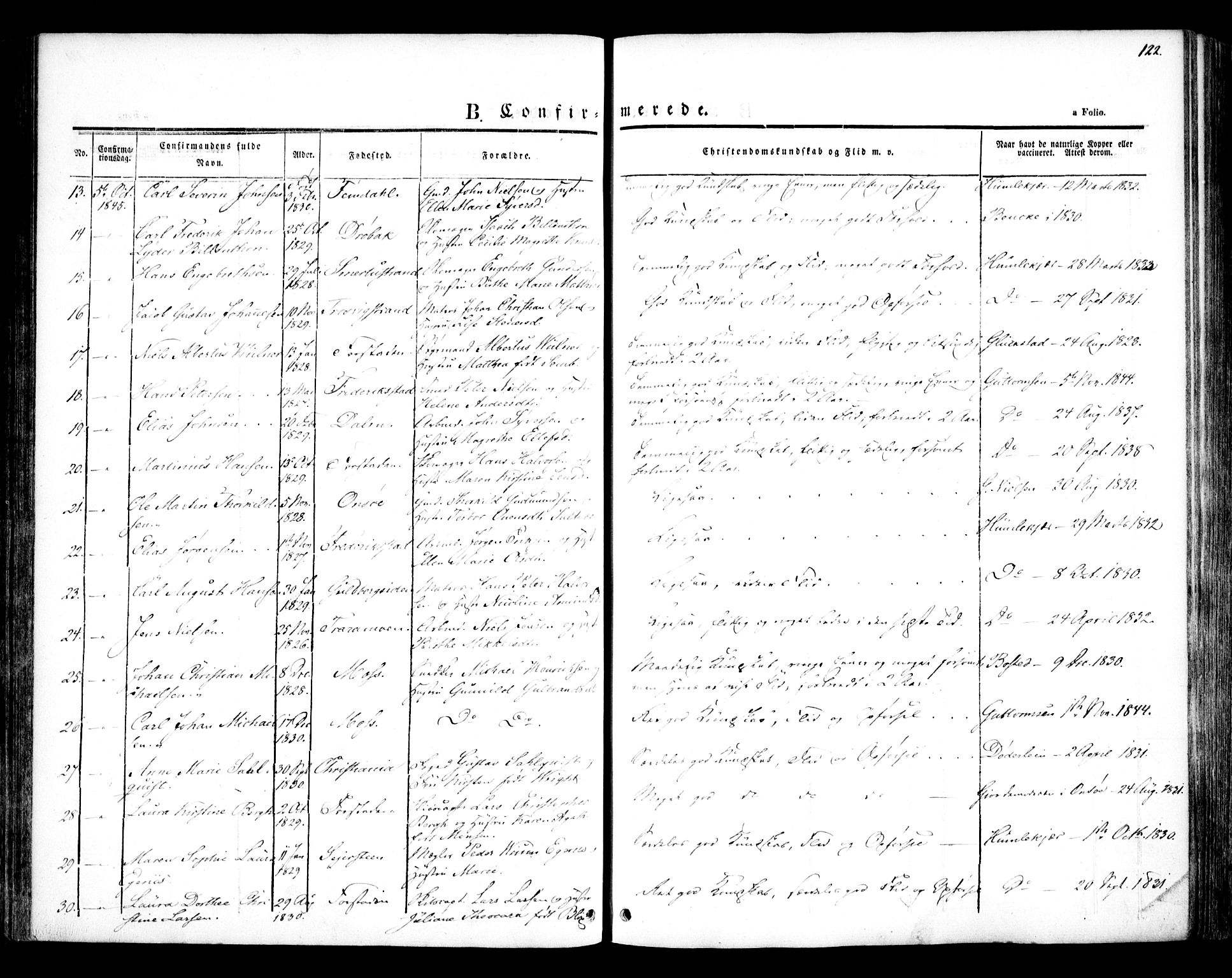 Glemmen prestekontor Kirkebøker, AV/SAO-A-10908/F/Fa/L0005: Parish register (official) no. 5, 1838-1852, p. 122