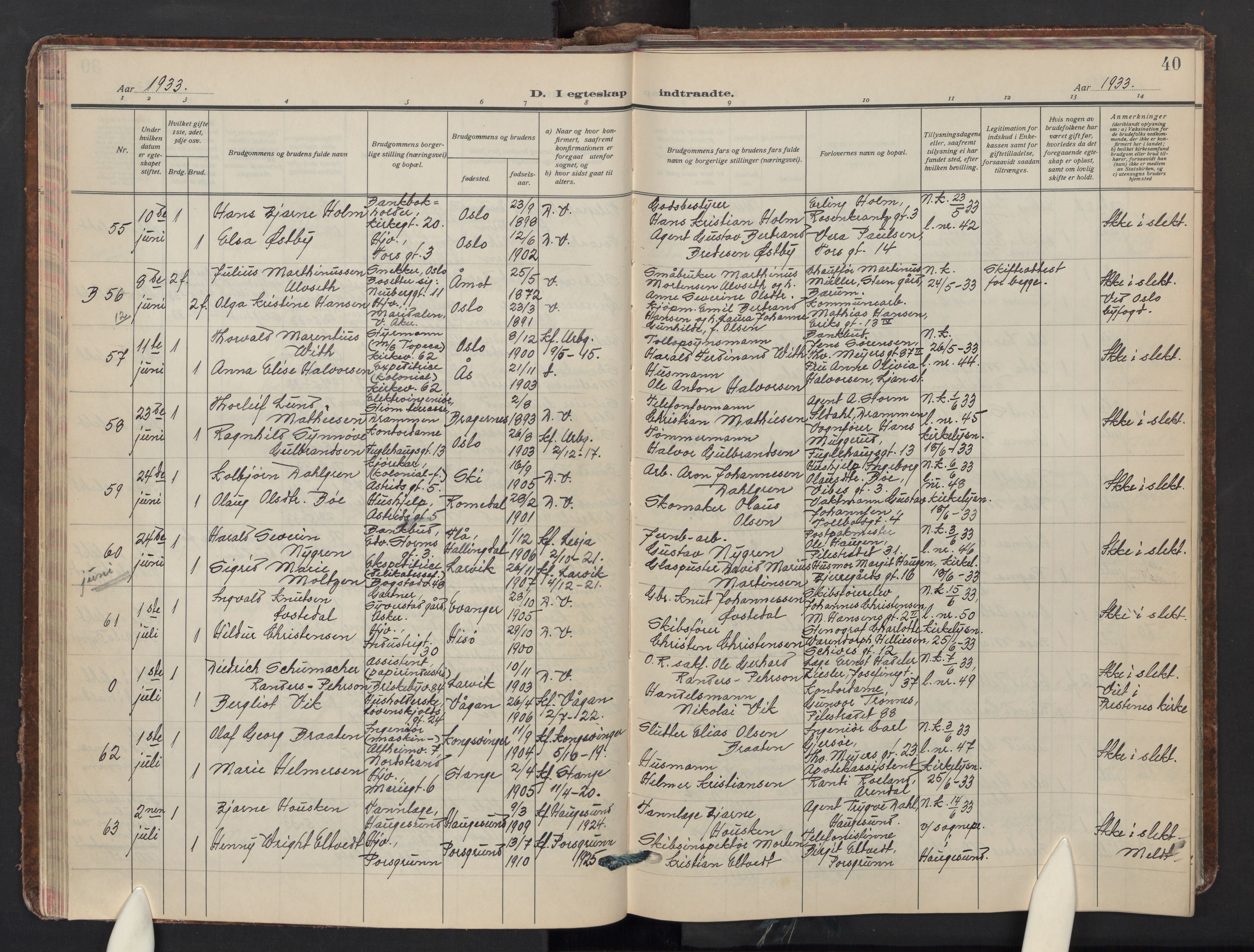 Uranienborg prestekontor Kirkebøker, AV/SAO-A-10877/F/Fa/L0017: Parish register (official) no. I 17, 1930-1940, p. 40