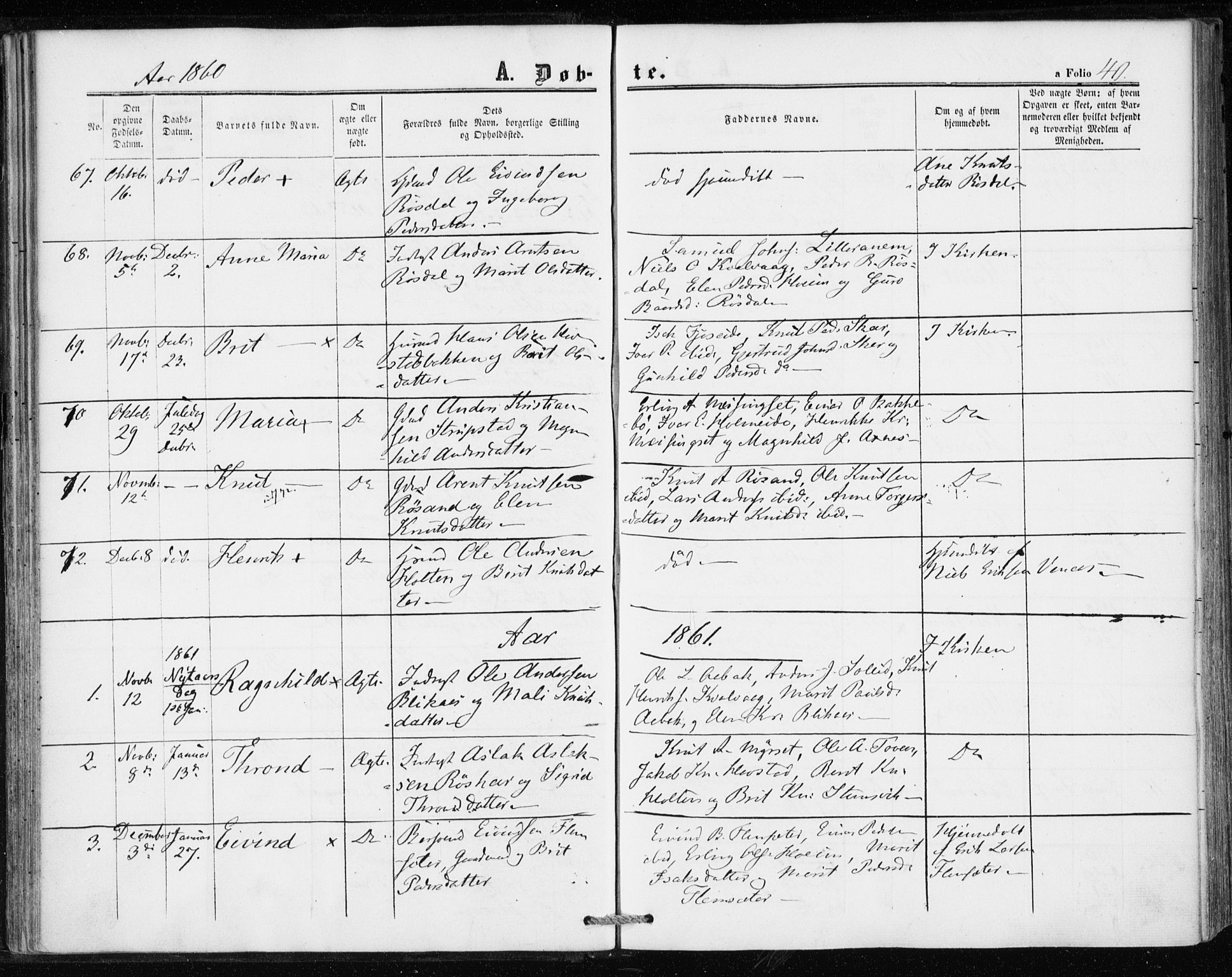 Ministerialprotokoller, klokkerbøker og fødselsregistre - Møre og Romsdal, AV/SAT-A-1454/586/L0985: Parish register (official) no. 586A11, 1857-1866, p. 40