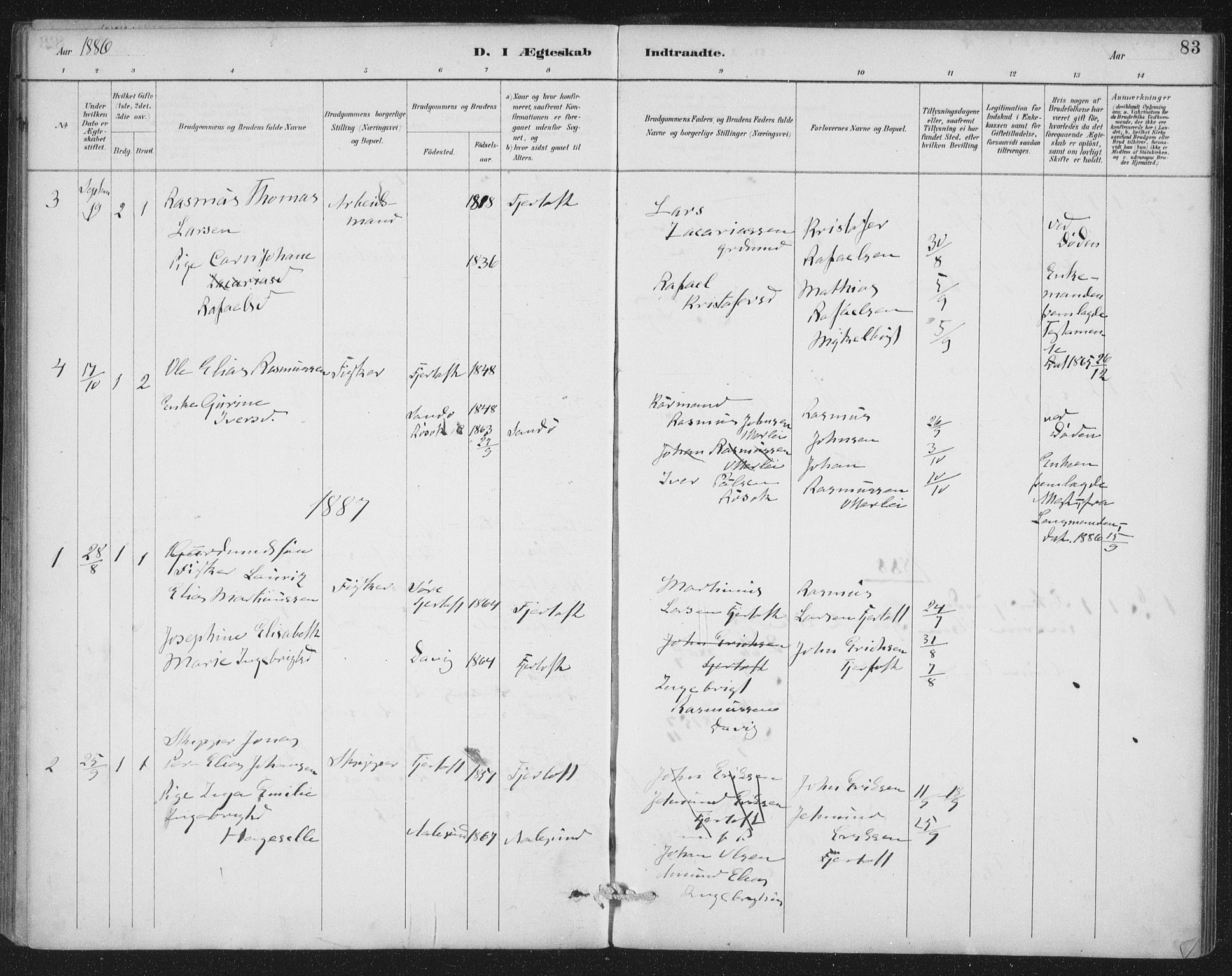 Ministerialprotokoller, klokkerbøker og fødselsregistre - Møre og Romsdal, SAT/A-1454/538/L0522: Parish register (official) no. 538A01, 1884-1913, p. 83