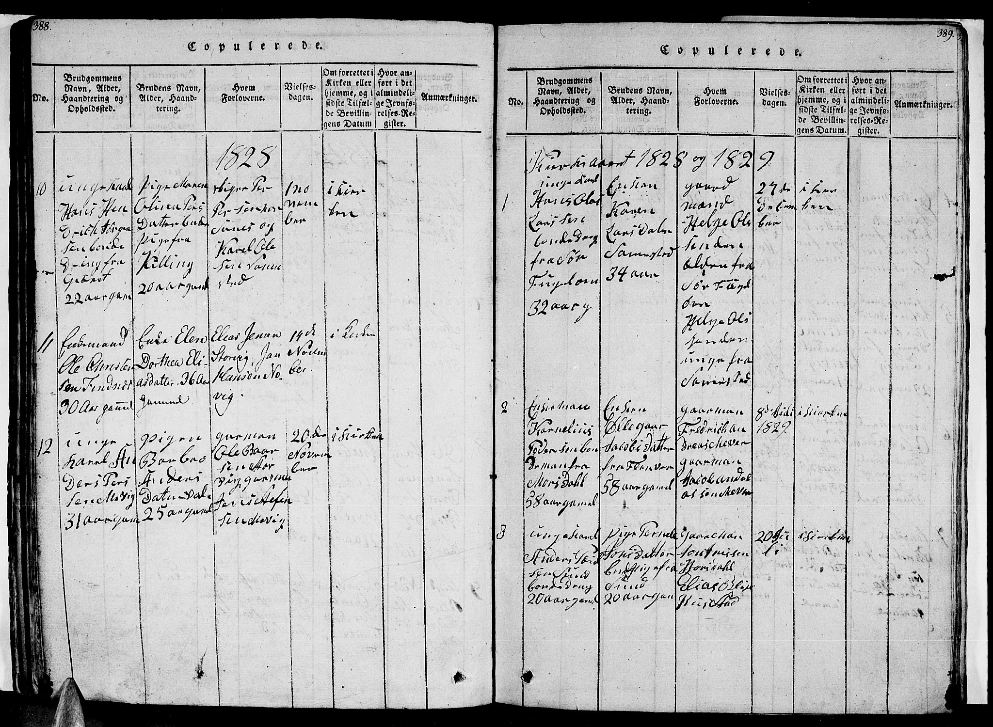 Ministerialprotokoller, klokkerbøker og fødselsregistre - Nordland, AV/SAT-A-1459/805/L0105: Parish register (copy) no. 805C01, 1820-1839, p. 388-389