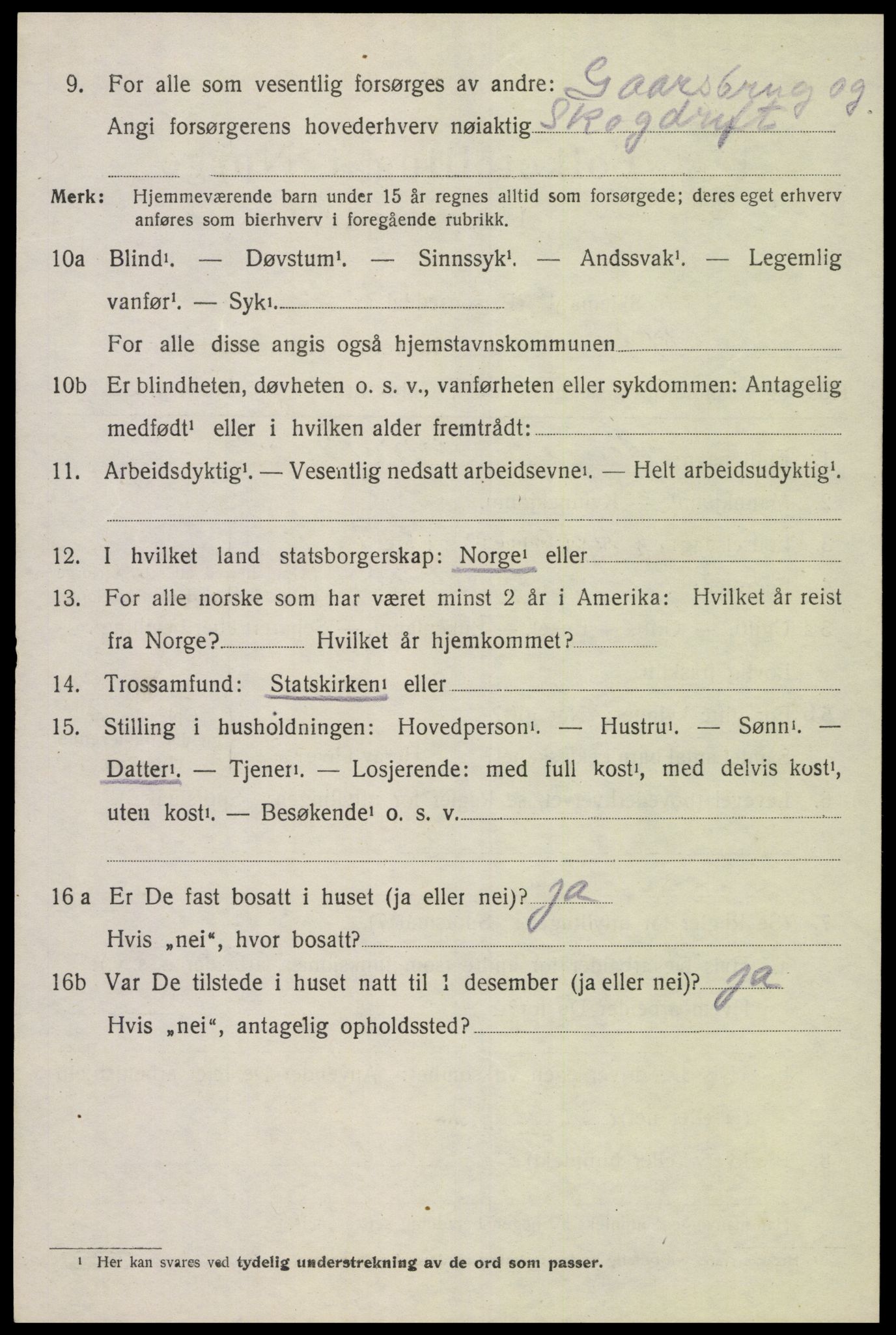 SAK, 1920 census for Holum, 1920, p. 2098