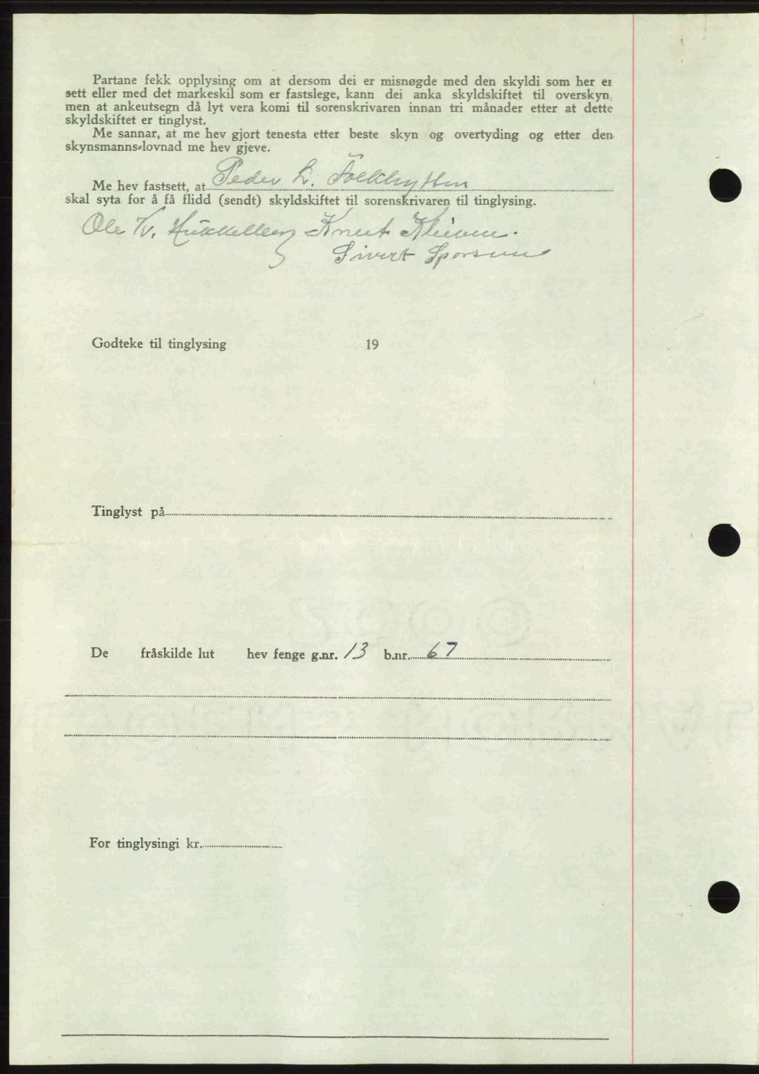 Romsdal sorenskriveri, SAT/A-4149/1/2/2C: Mortgage book no. A22, 1947-1947, Diary no: : 535/1947