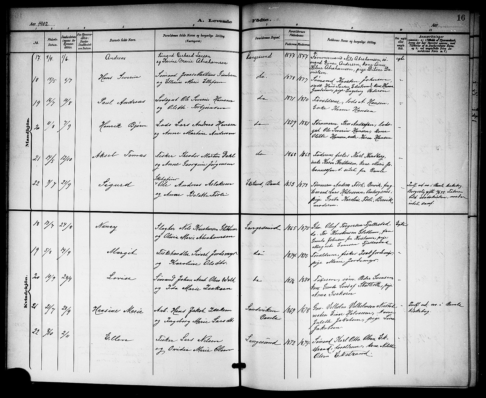 Langesund kirkebøker, SAKO/A-280/G/Ga/L0006: Parish register (copy) no. 6, 1899-1918, p. 16