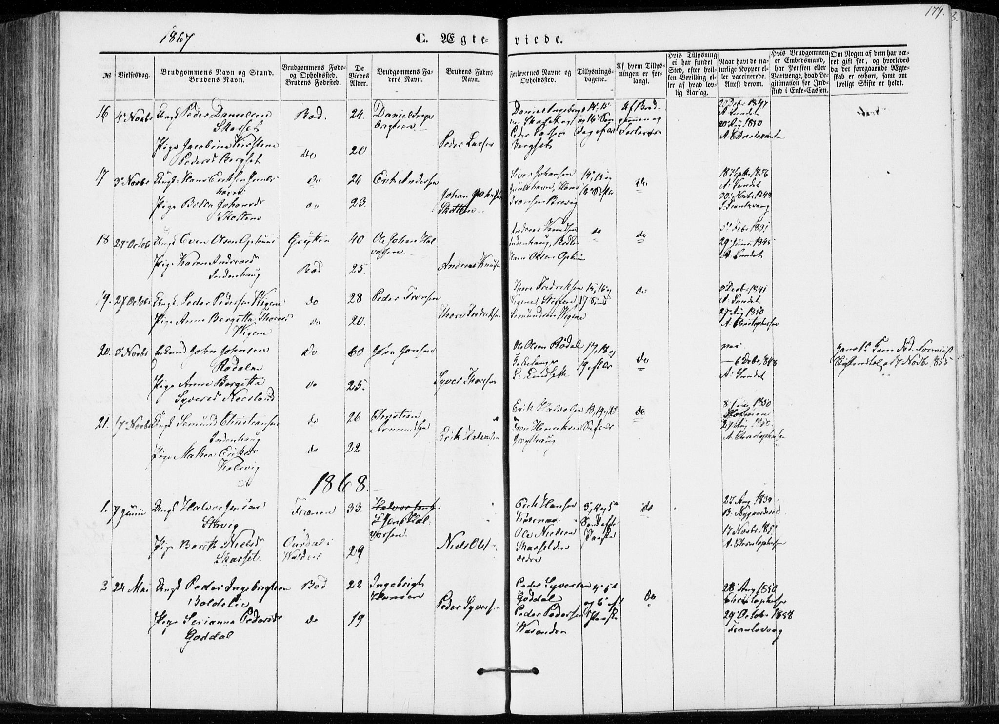 Ministerialprotokoller, klokkerbøker og fødselsregistre - Møre og Romsdal, SAT/A-1454/566/L0767: Parish register (official) no. 566A06, 1852-1868, p. 179
