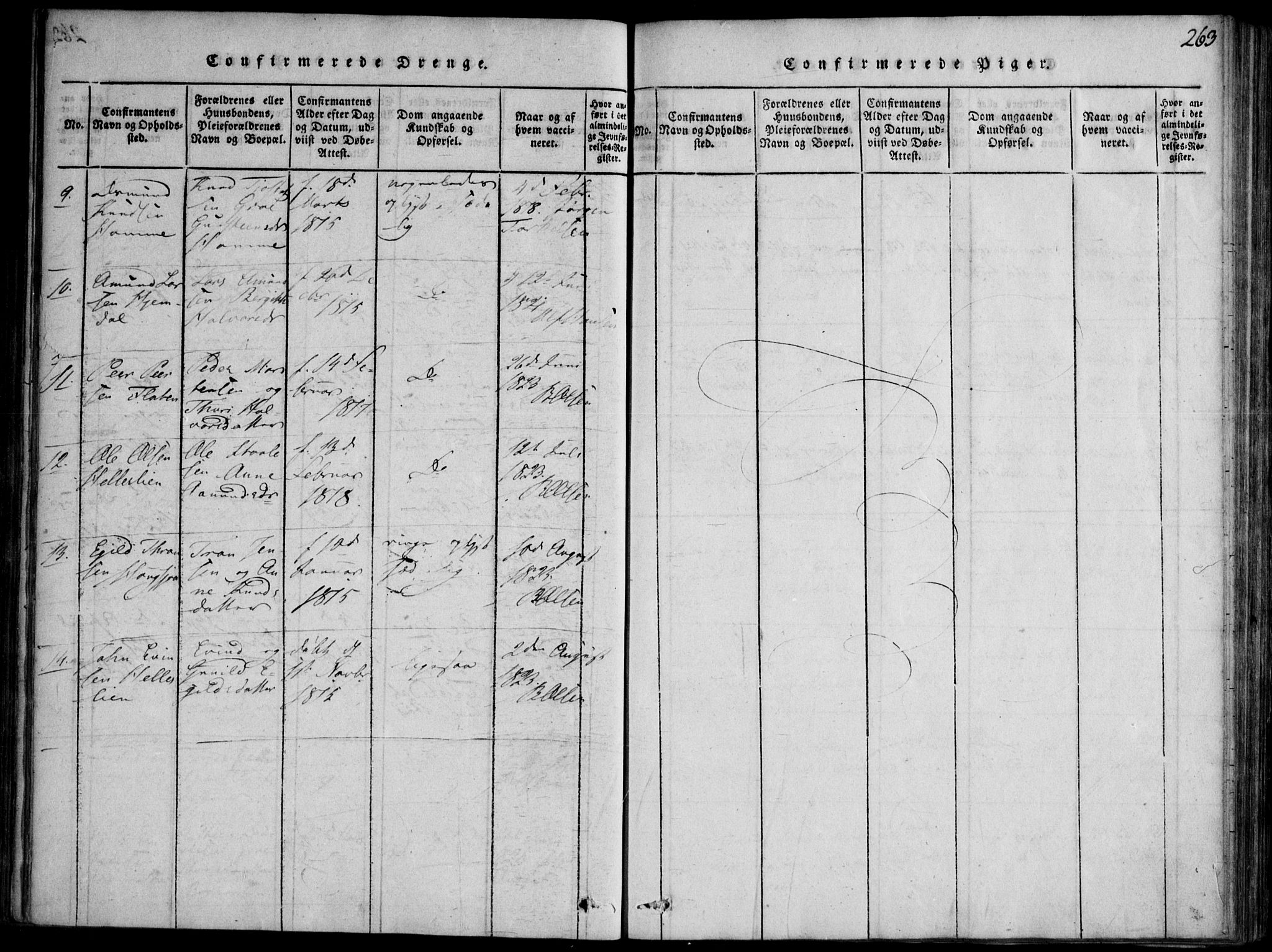 Nissedal kirkebøker, AV/SAKO-A-288/F/Fb/L0001: Parish register (official) no. II 1, 1814-1845, p. 263