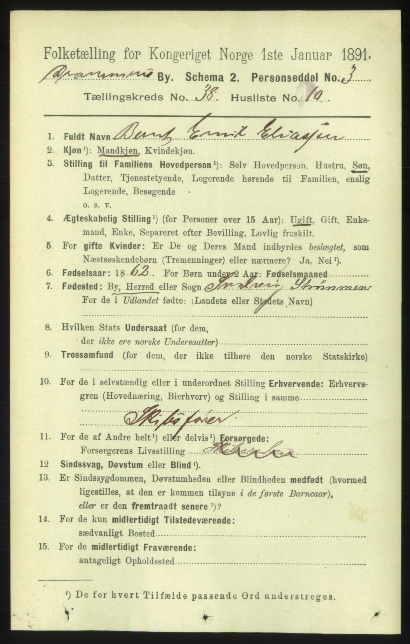 RA, 1891 census for 0602 Drammen, 1891, p. 23039