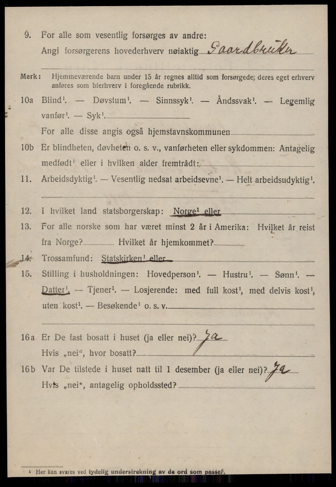 SAT, 1920 census for Sunnylven, 1920, p. 2769