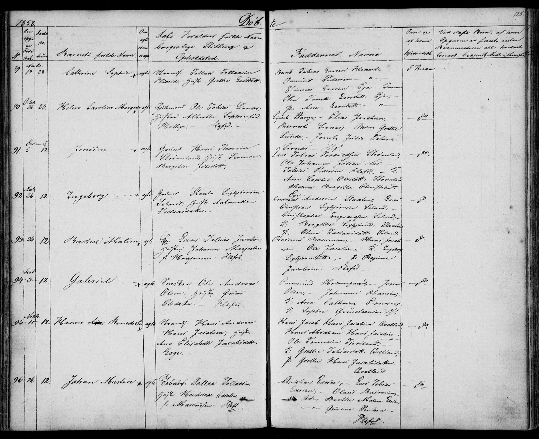 Flekkefjord sokneprestkontor, SAK/1111-0012/F/Fb/Fbc/L0005: Parish register (copy) no. B 5, 1846-1866, p. 125