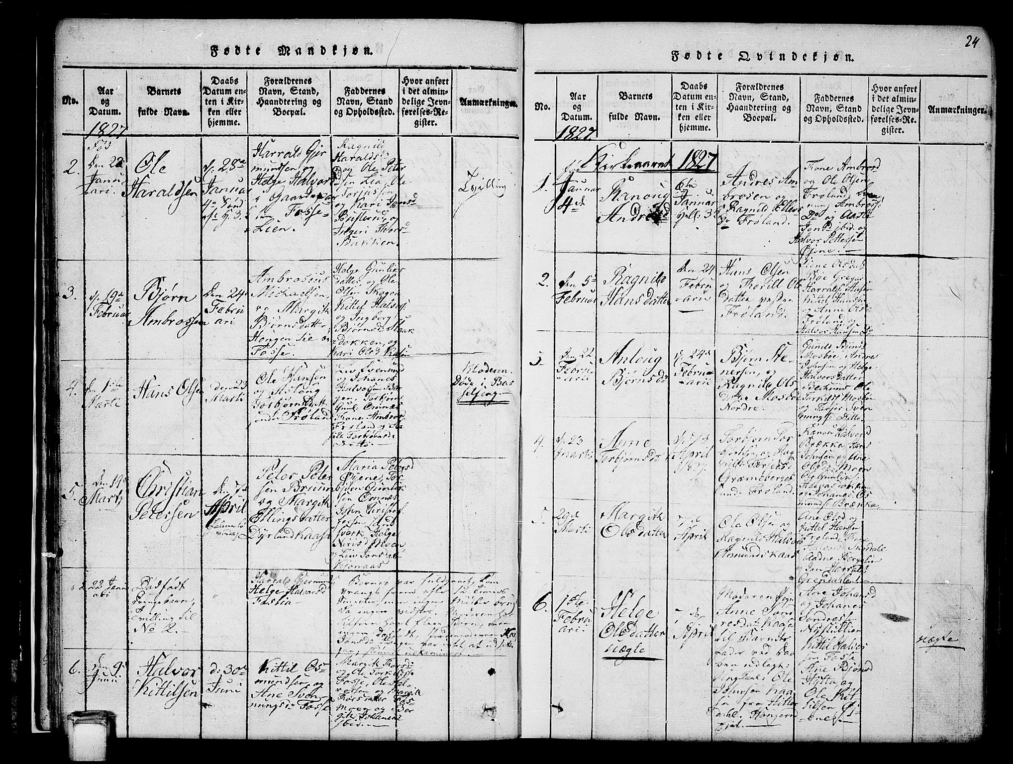 Hjartdal kirkebøker, SAKO/A-270/G/Gb/L0001: Parish register (copy) no. II 1, 1815-1842, p. 24