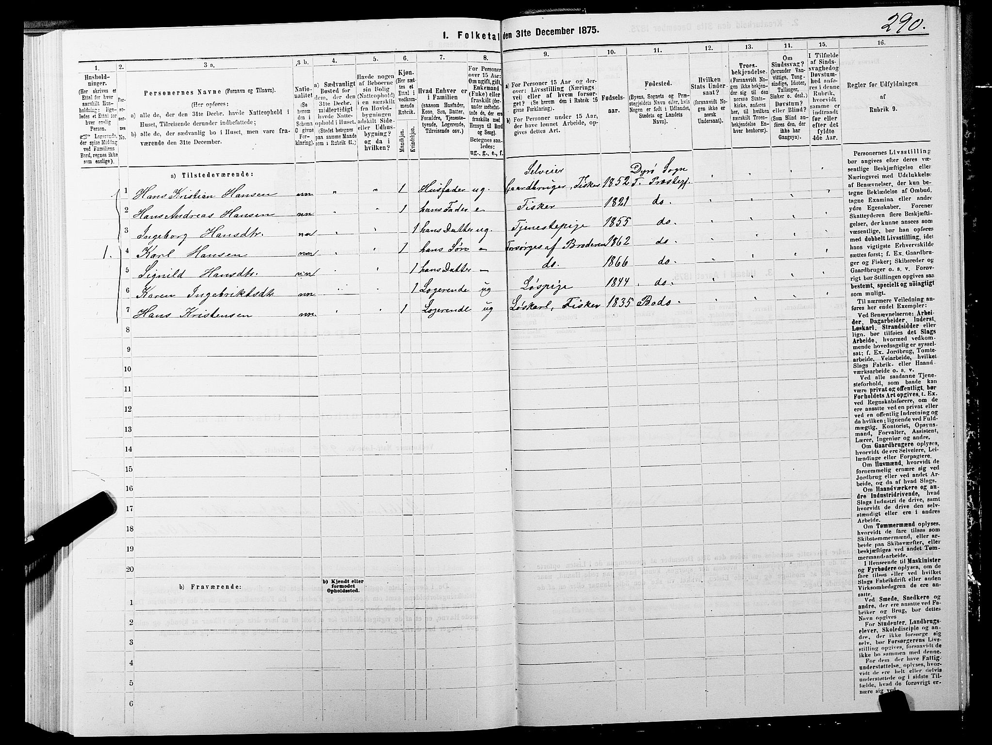 SATØ, 1875 census for 1927P Tranøy, 1875, p. 3290