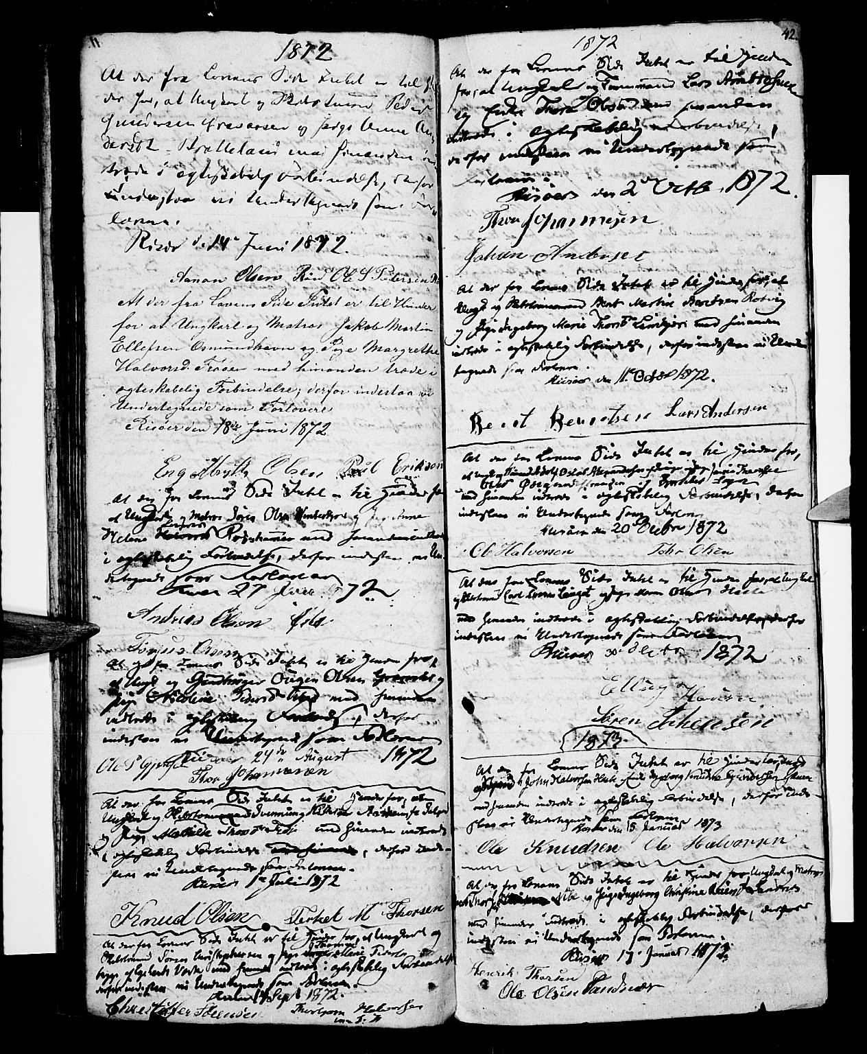 Risør sokneprestkontor, SAK/1111-0035/F/Fb/L0003: Parish register (copy) no. B 3 /1, 1812-1874, p. 42