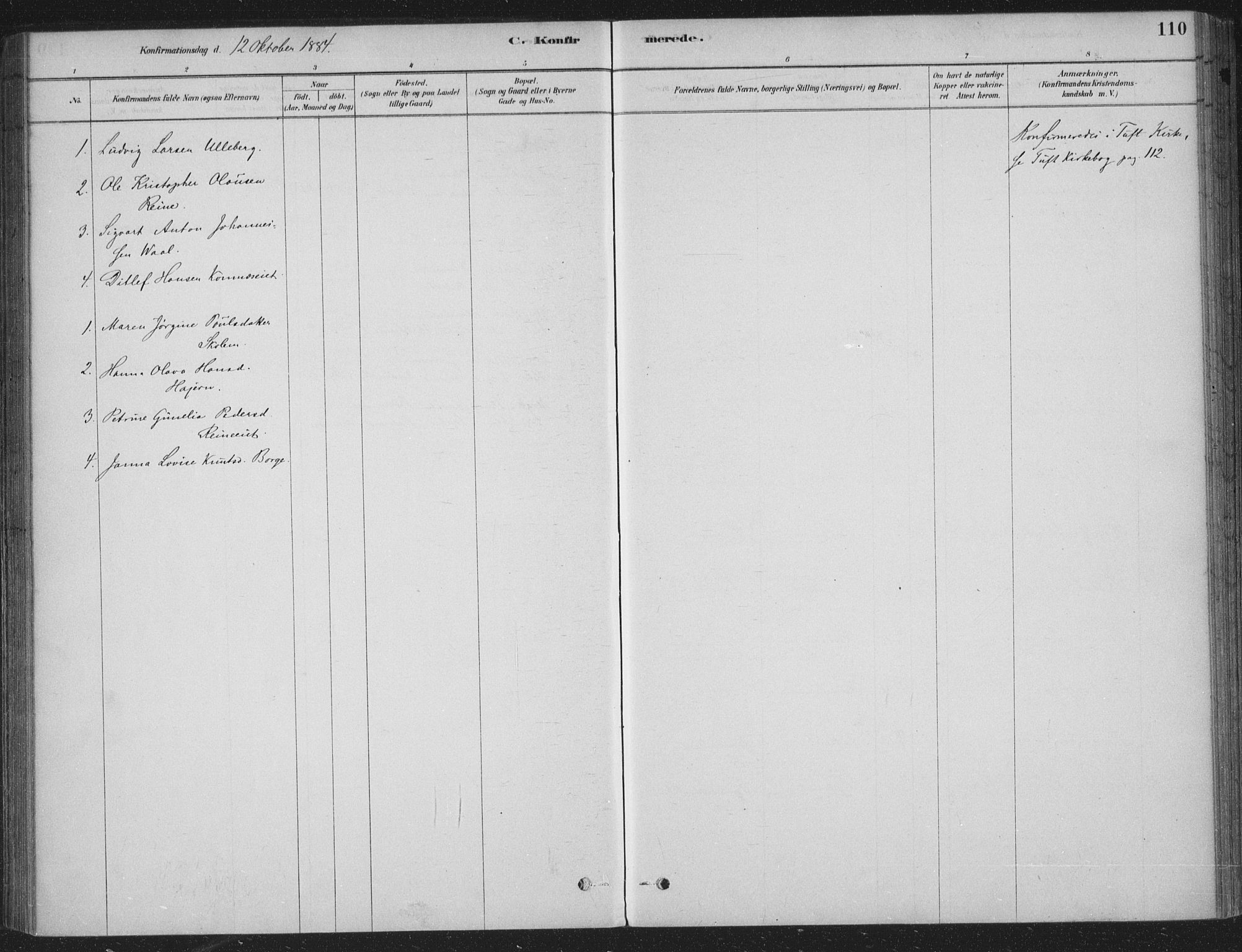 Sandsvær kirkebøker, AV/SAKO-A-244/F/Fe/L0001: Parish register (official) no. V 1, 1878-1936, p. 110