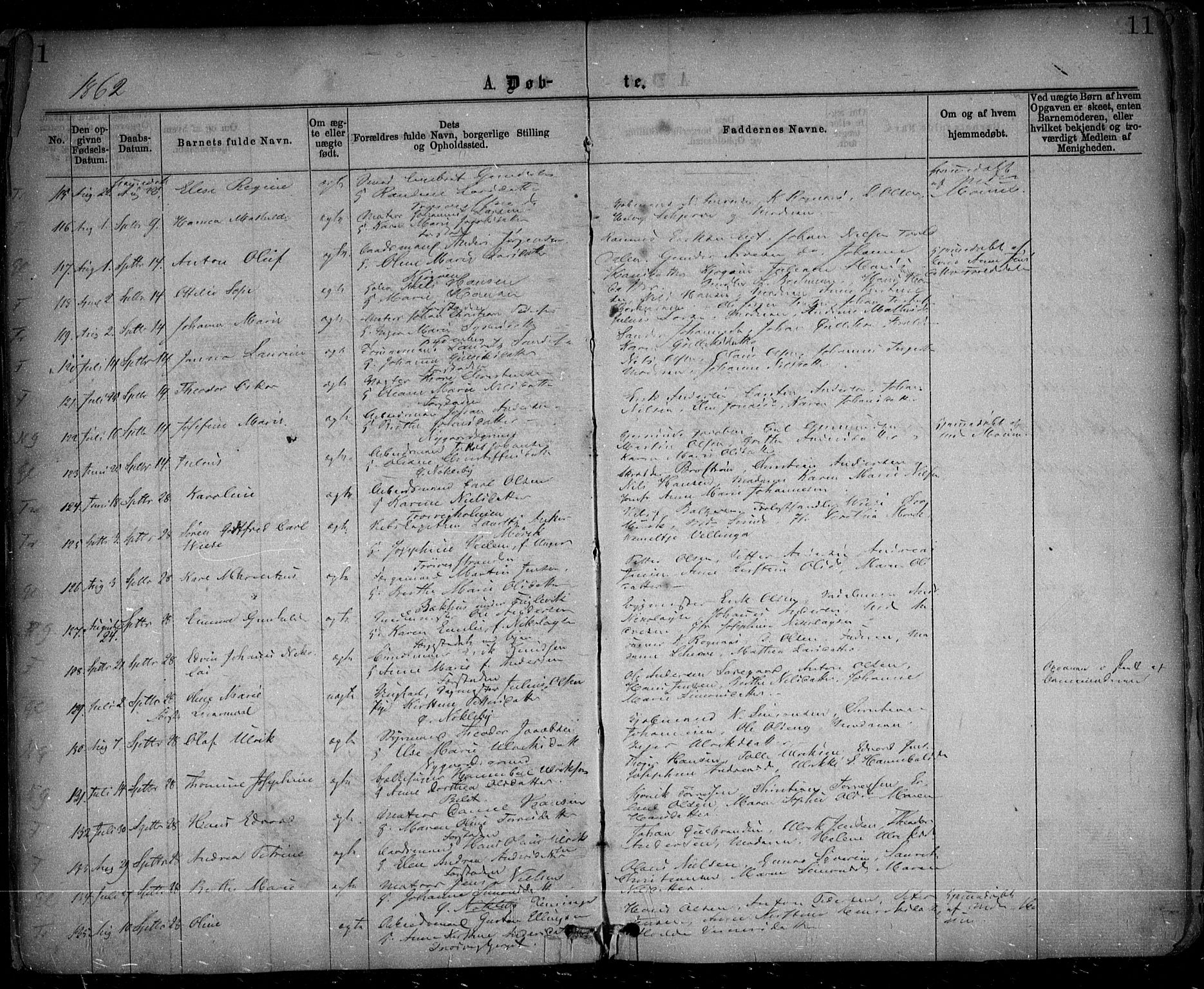 Glemmen prestekontor Kirkebøker, SAO/A-10908/F/Fa/L0008: Parish register (official) no. 8, 1862-1871, p. 11