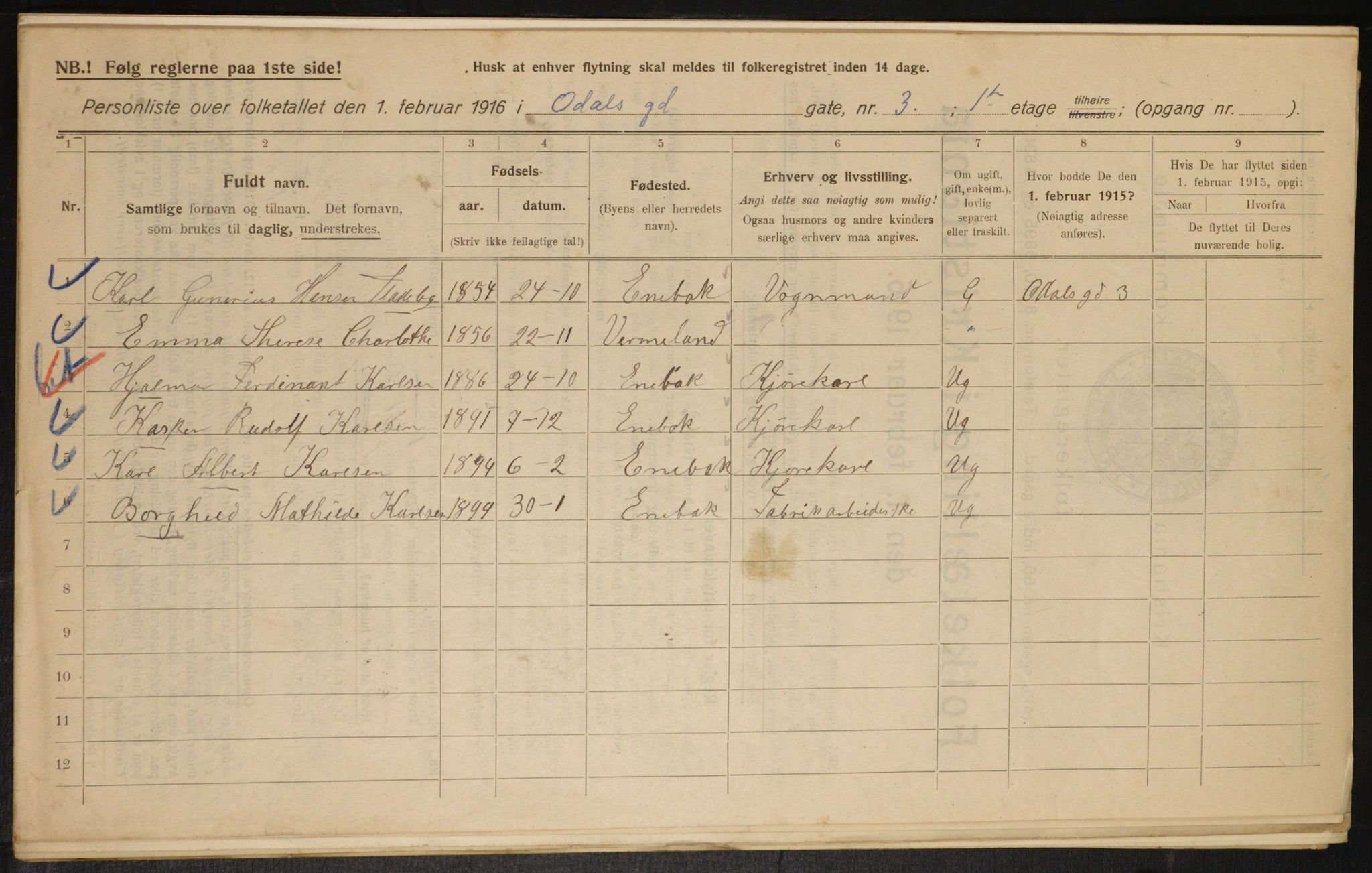 OBA, Municipal Census 1916 for Kristiania, 1916, p. 76159