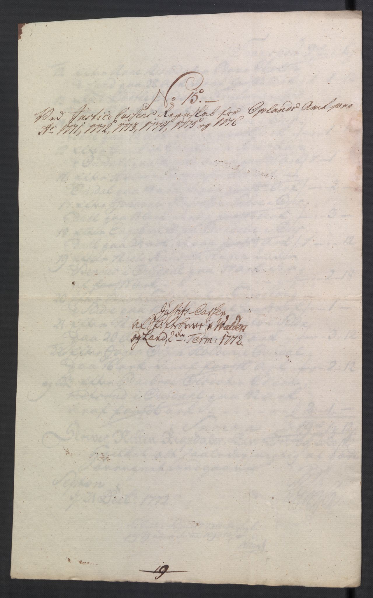 Rentekammeret inntil 1814, Reviderte regnskaper, Mindre regnskaper, AV/RA-EA-4068/Rb/L0014: Opplands amt, 1771-1779, p. 176