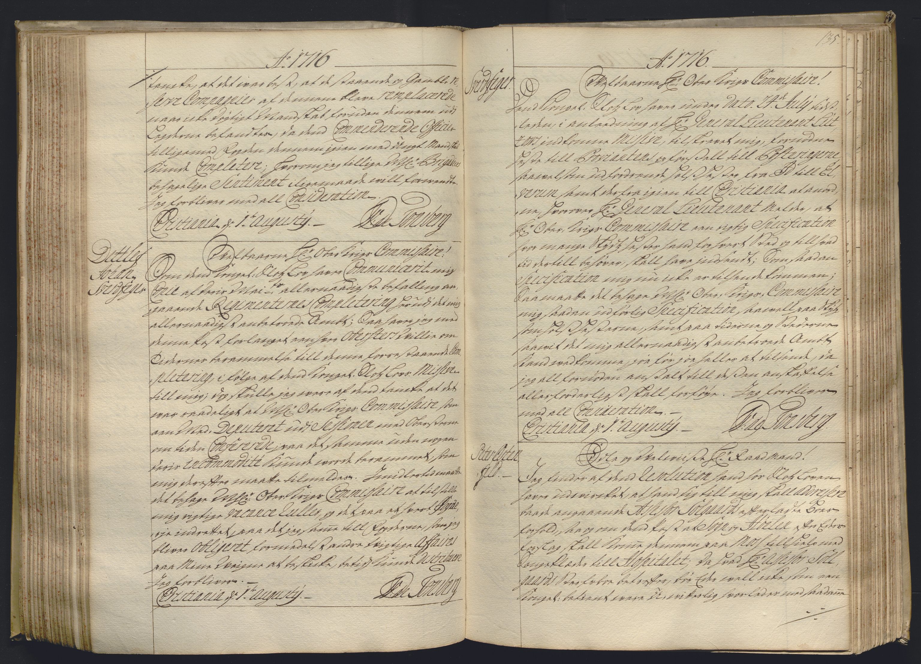 Kristiania stiftamt, AV/SAO-A-10386/B/Ba/L0004: Kopibok, 1715-1717, p. 134b-135a