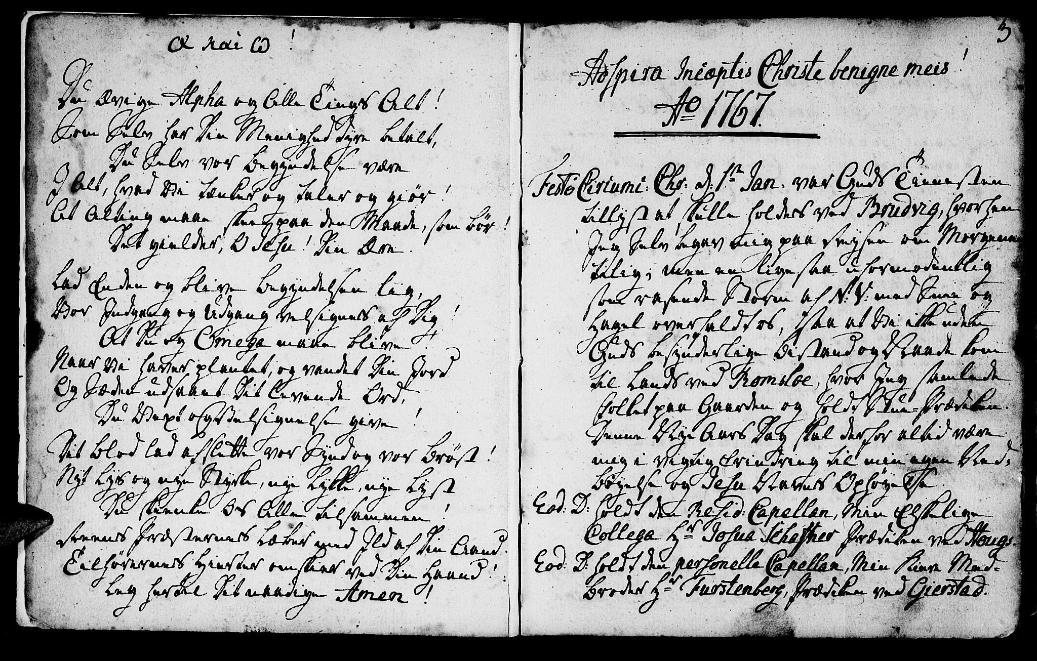 Haus sokneprestembete, SAB/A-75601/H/Haa: Parish register (official) no. A 9, 1767-1781, p. 2-3