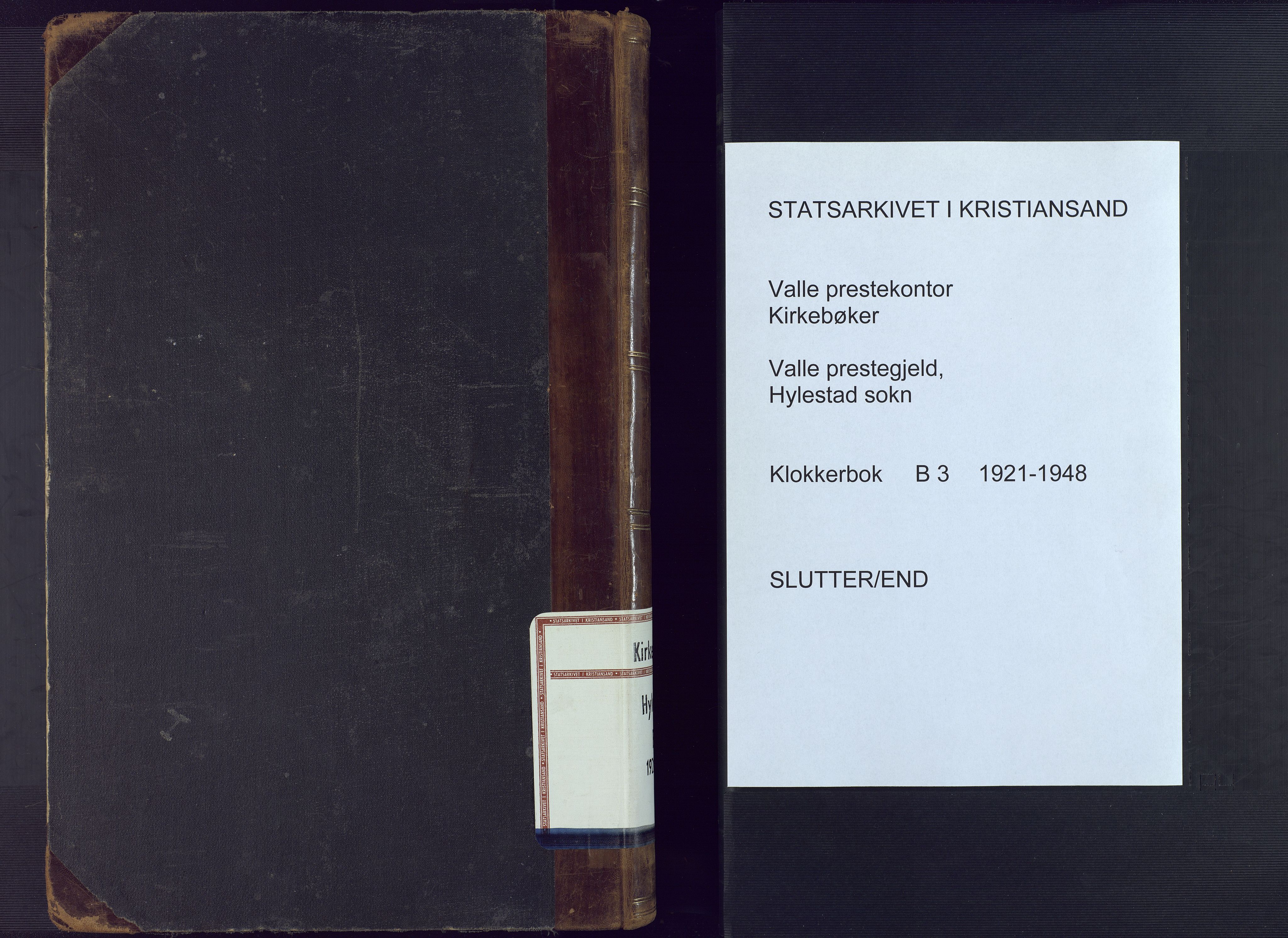 Valle sokneprestkontor, AV/SAK-1111-0044/F/Fb/Fbb/L0003: Parish register (copy) no. B 3, 1921-1948