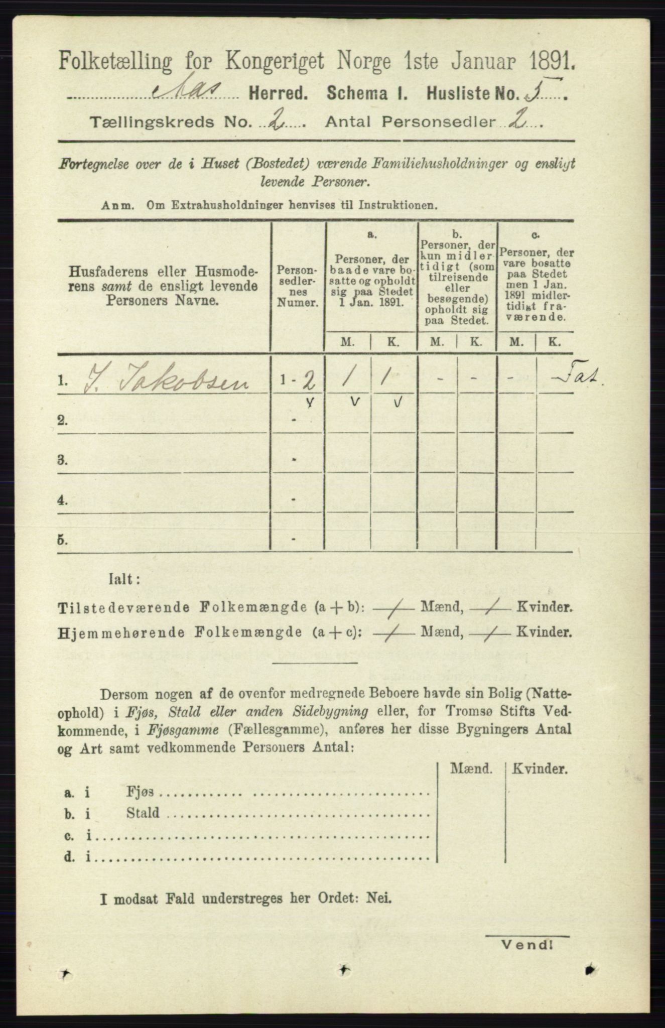 RA, 1891 census for 0214 Ås, 1891, p. 1507