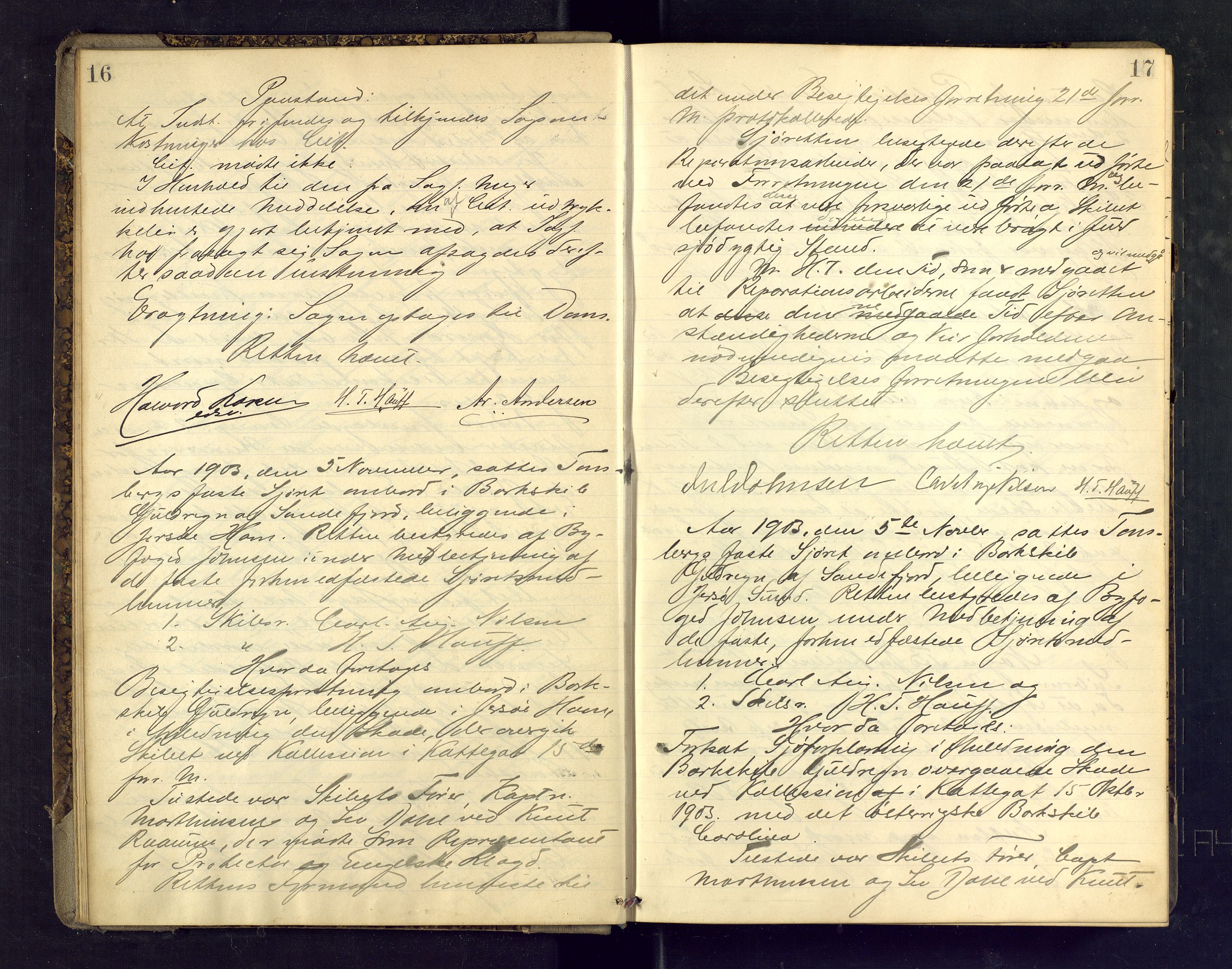 Tønsberg byfogd, AV/SAKO-A-224/F/Fb/L0014: Ekstrarettsprotokoll, 1903-1906, p. 16-17