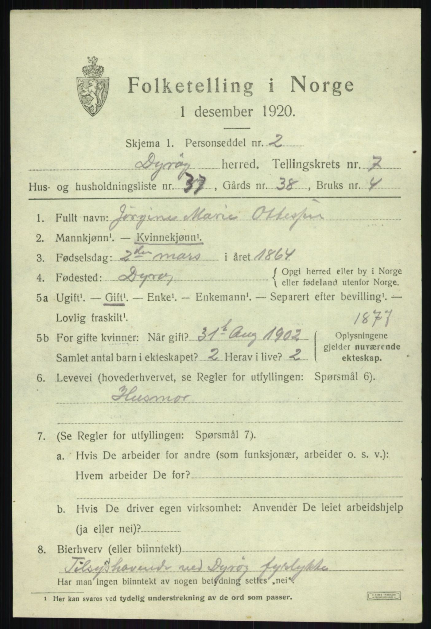 SATØ, 1920 census for Dyrøy, 1920, p. 4091