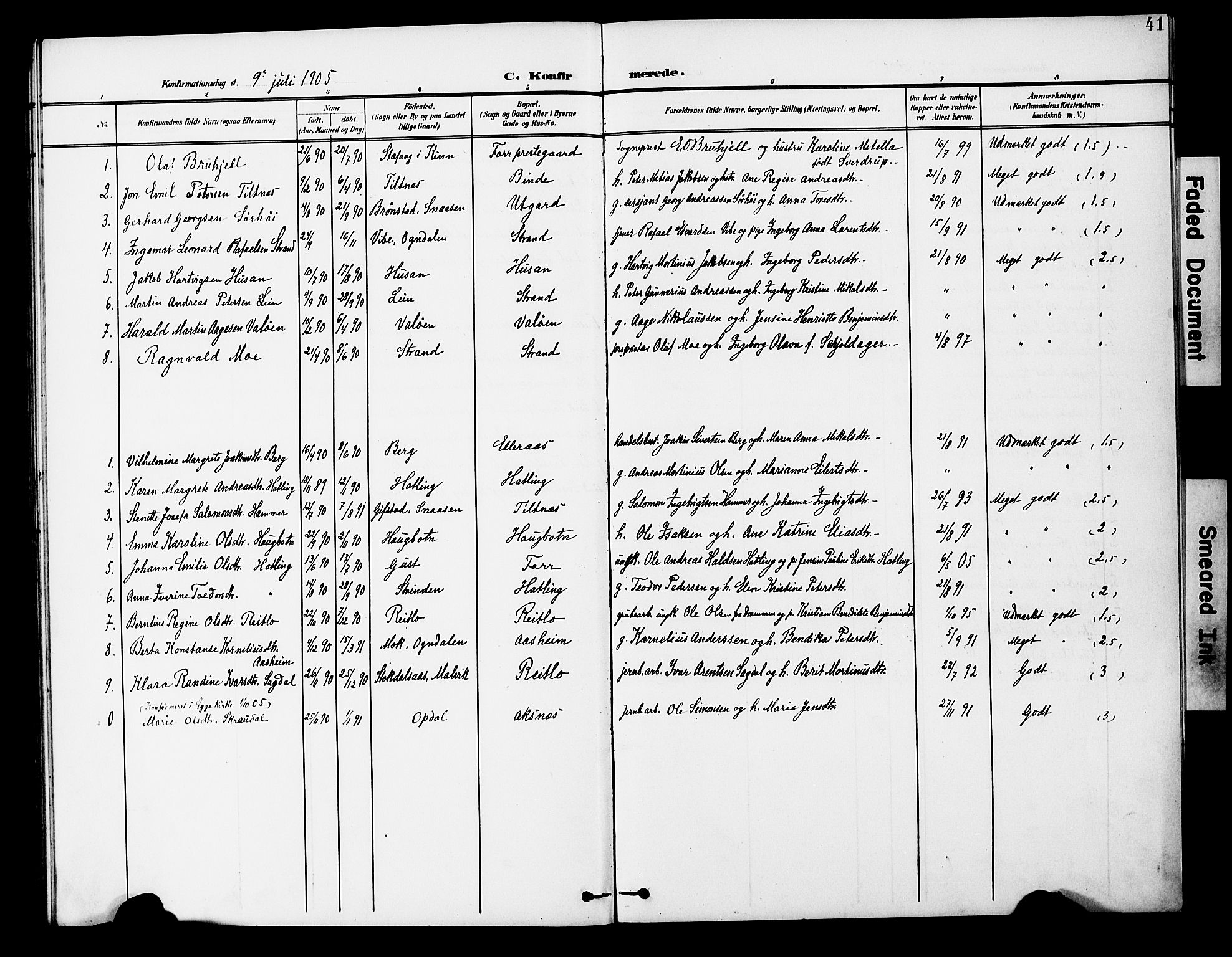Ministerialprotokoller, klokkerbøker og fødselsregistre - Nord-Trøndelag, SAT/A-1458/746/L0452: Parish register (official) no. 746A09, 1900-1908, p. 41