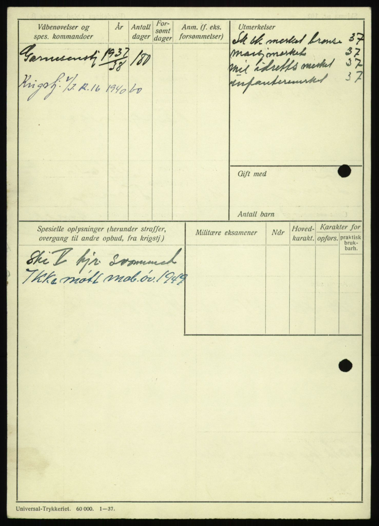 Forsvaret, Troms infanteriregiment nr. 16, AV/RA-RAFA-3146/P/Pa/L0021: Rulleblad for regimentets menige mannskaper, årsklasse 1937, 1937, p. 410