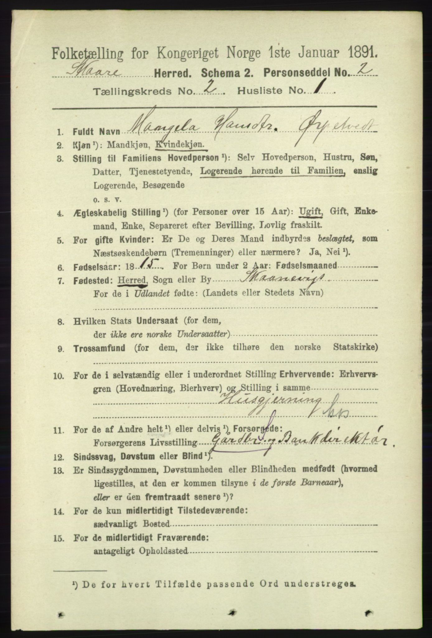 RA, 1891 census for 1153 Skåre, 1891, p. 734