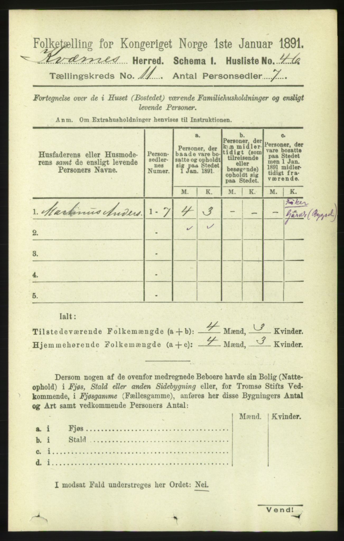 RA, 1891 census for 1553 Kvernes, 1891, p. 4800