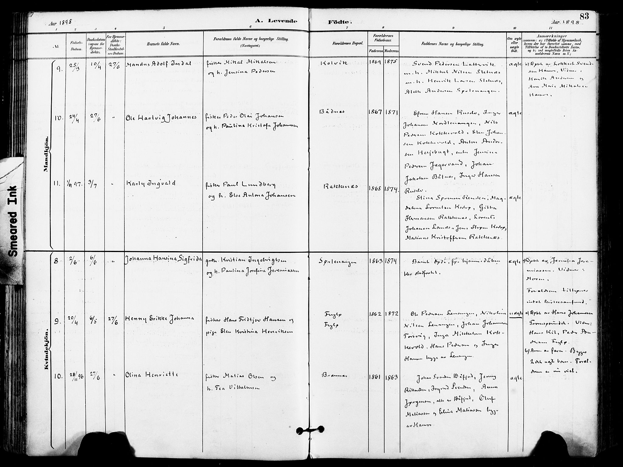 Karlsøy sokneprestembete, AV/SATØ-S-1299/H/Ha/Haa/L0007kirke: Parish register (official) no. 7, 1891-1902, p. 83