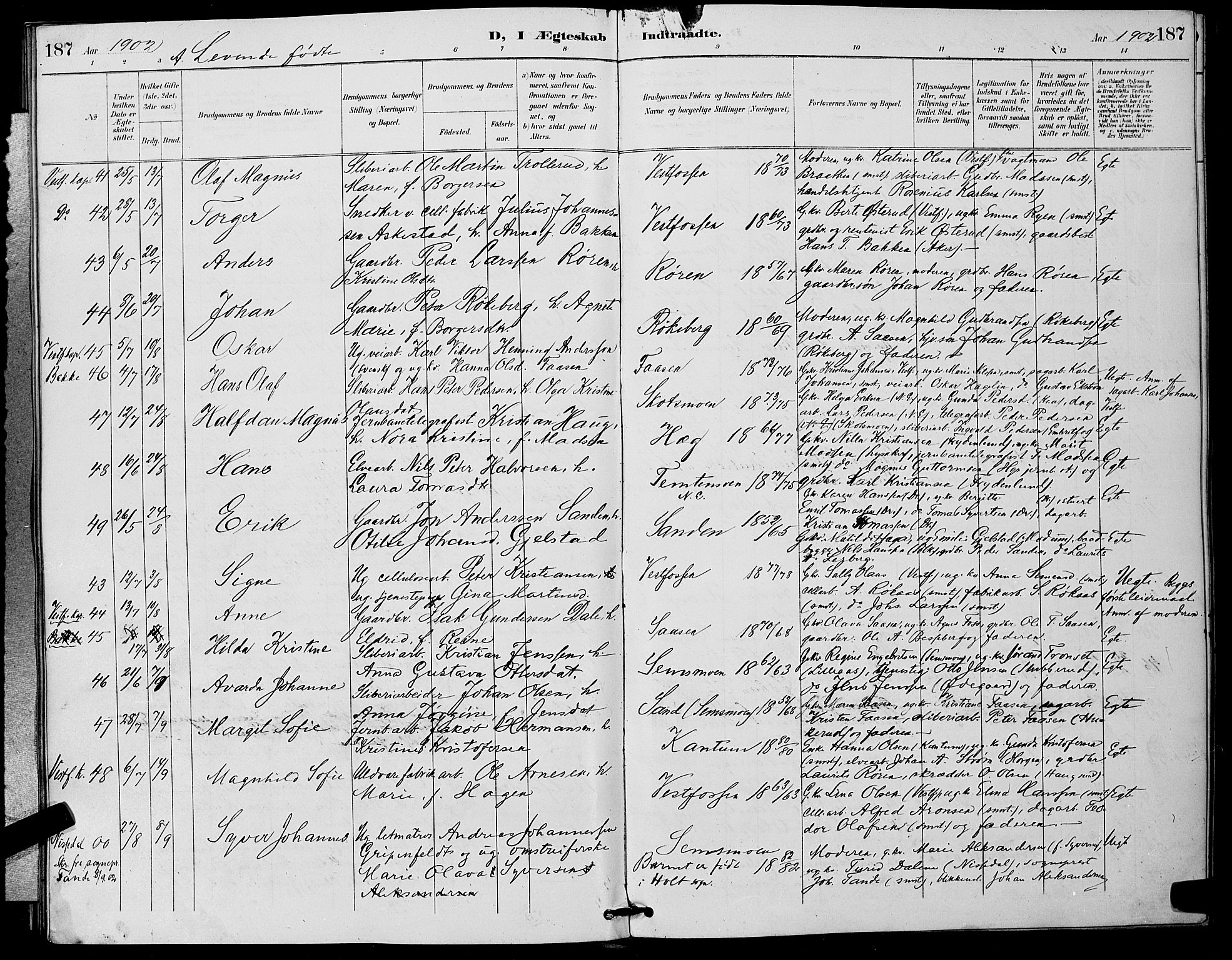 Eiker kirkebøker, AV/SAKO-A-4/G/Ga/L0007: Parish register (copy) no. I 7, 1893-1902, p. 187