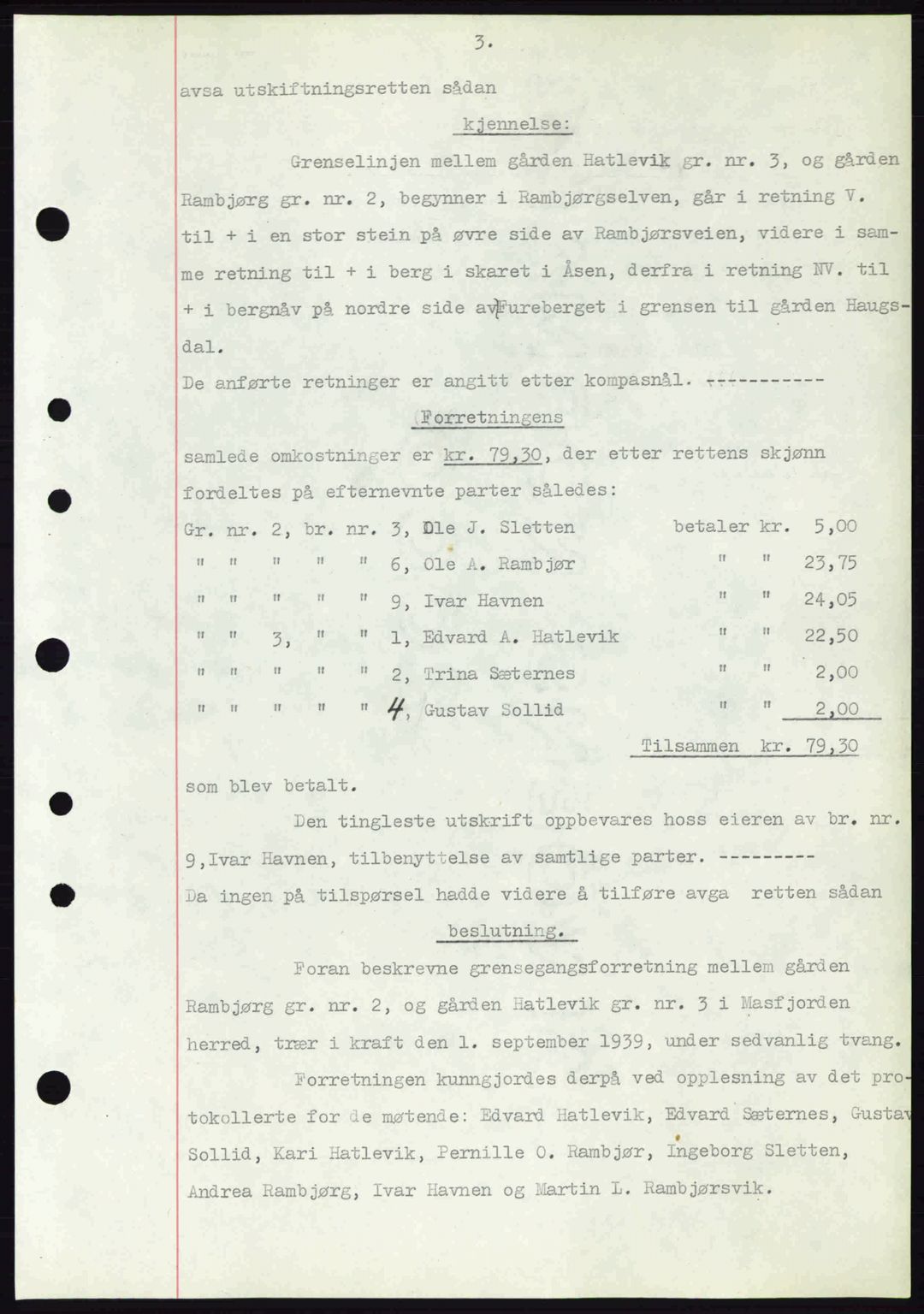 Nordhordland sorenskrivar, SAB/A-2901/1/G/Gb/Gbf/L0010: Mortgage book no. A10, 1939-1940, Diary no: : 3172/1939