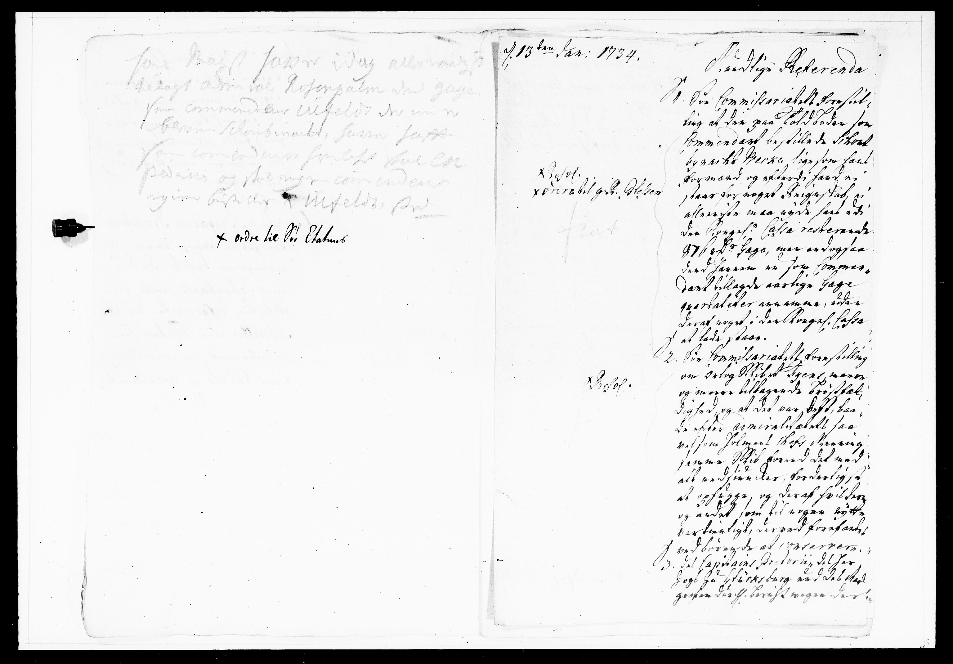 Krigskollegiet, Krigskancelliet, DRA/A-0006/-/1114-1121: Refererede sager, 1734, p. 15