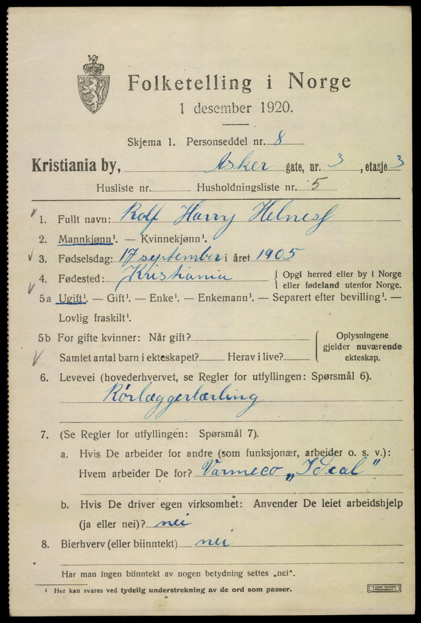 SAO, 1920 census for Kristiania, 1920, p. 146793