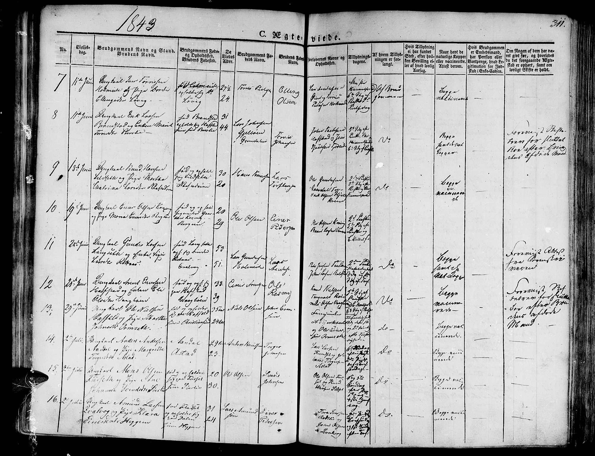 Ministerialprotokoller, klokkerbøker og fødselsregistre - Møre og Romsdal, AV/SAT-A-1454/586/L0983: Parish register (official) no. 586A09, 1829-1843, p. 311