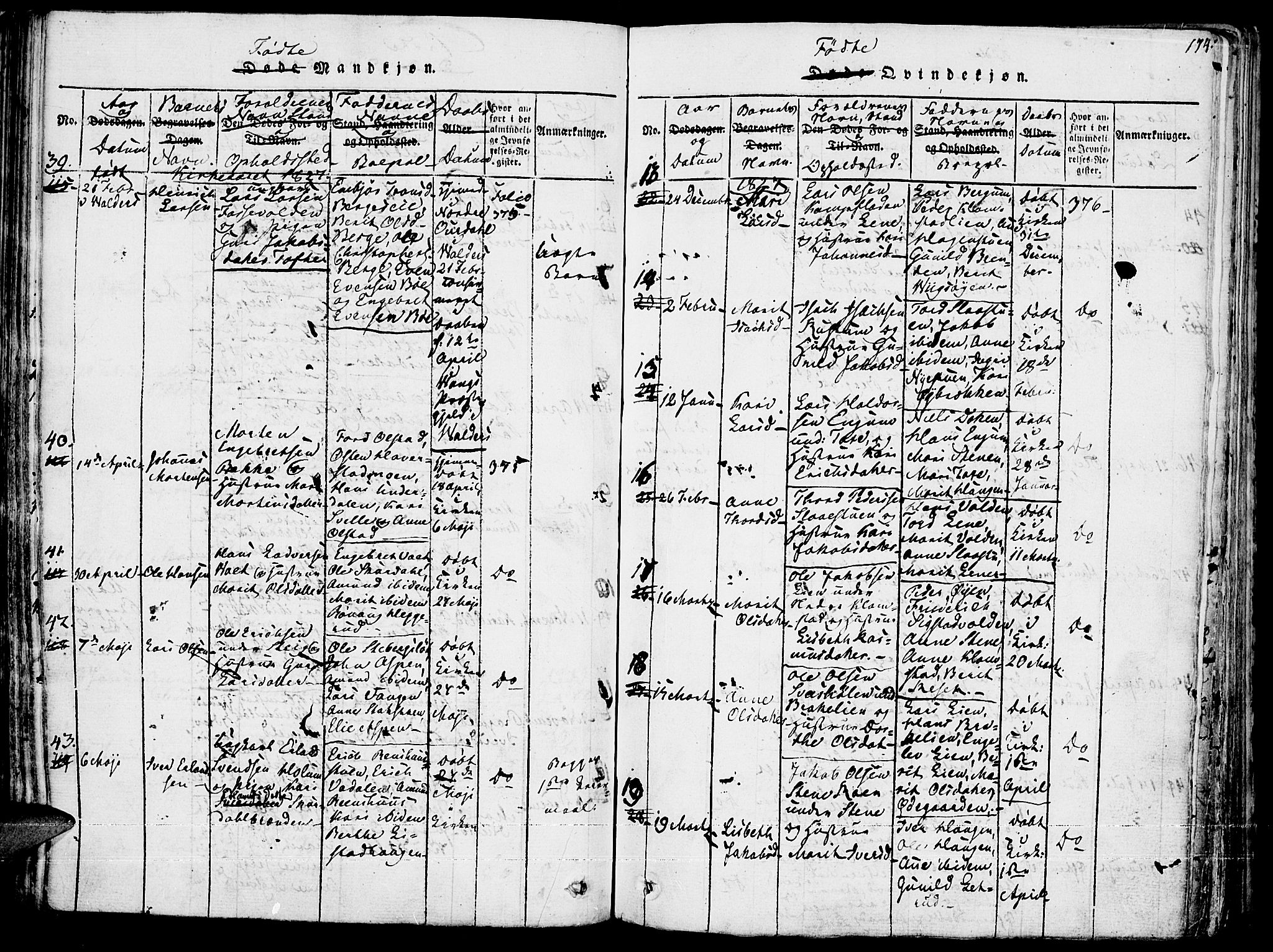 Fron prestekontor, AV/SAH-PREST-078/H/Ha/Haa/L0002: Parish register (official) no. 2, 1816-1827, p. 174