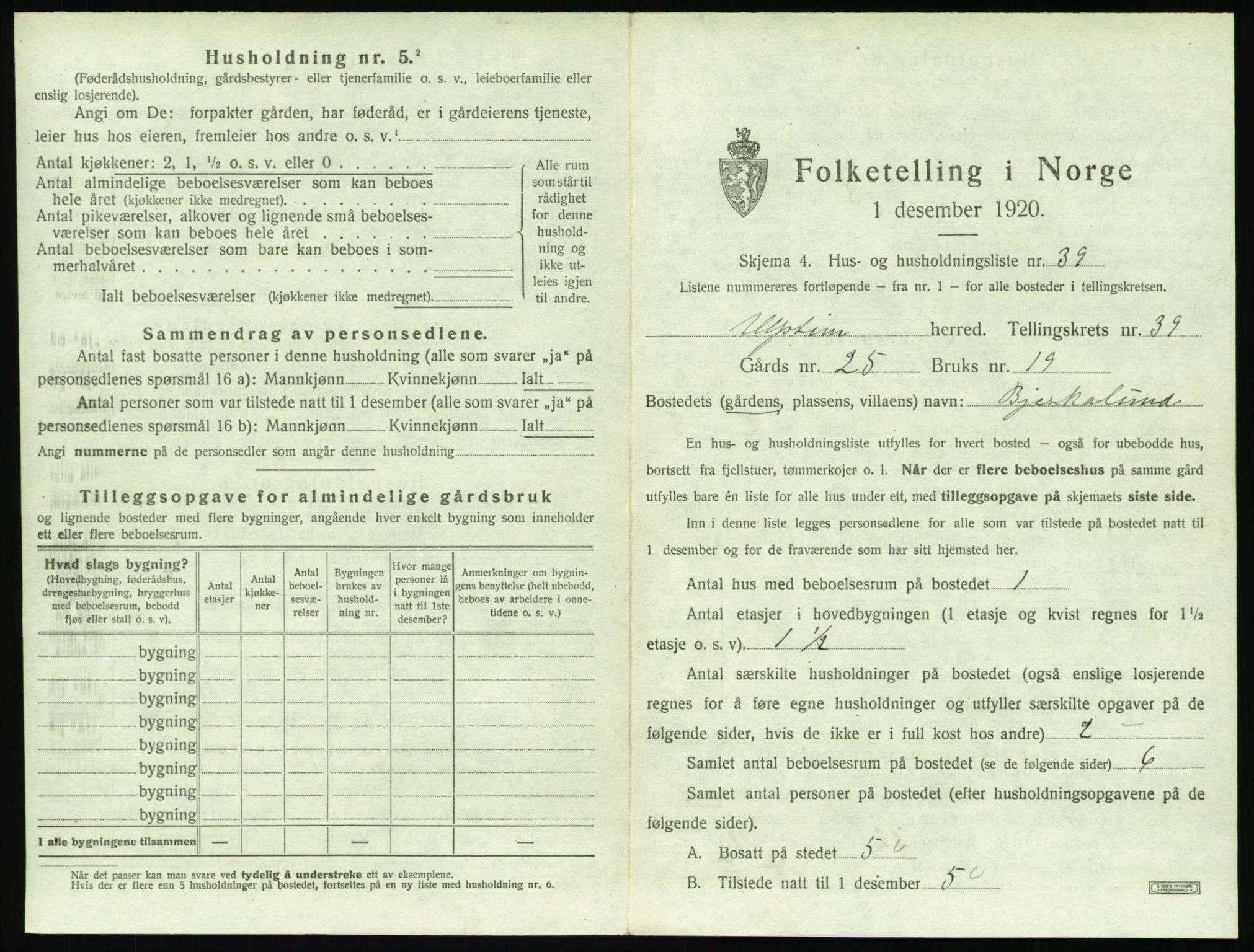 SAT, 1920 census for Ulstein, 1920, p. 432