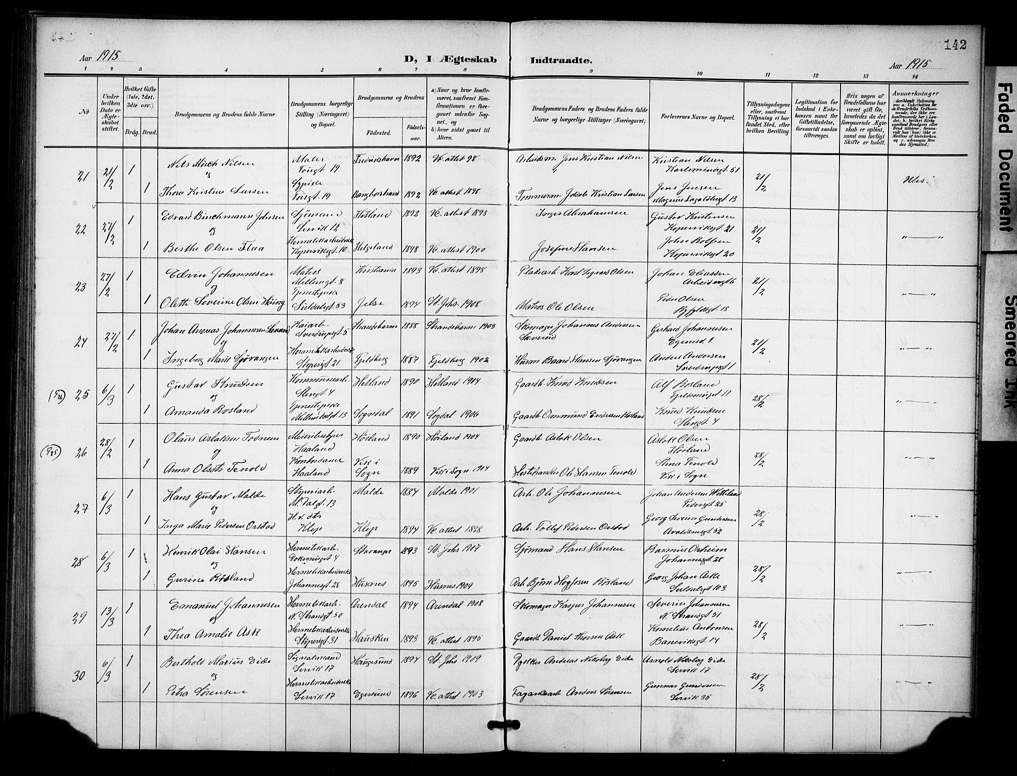 St. Johannes sokneprestkontor, AV/SAST-A-101814/001/30/30BB/L0005: Parish register (copy) no. B 5, 1901-1917, p. 142