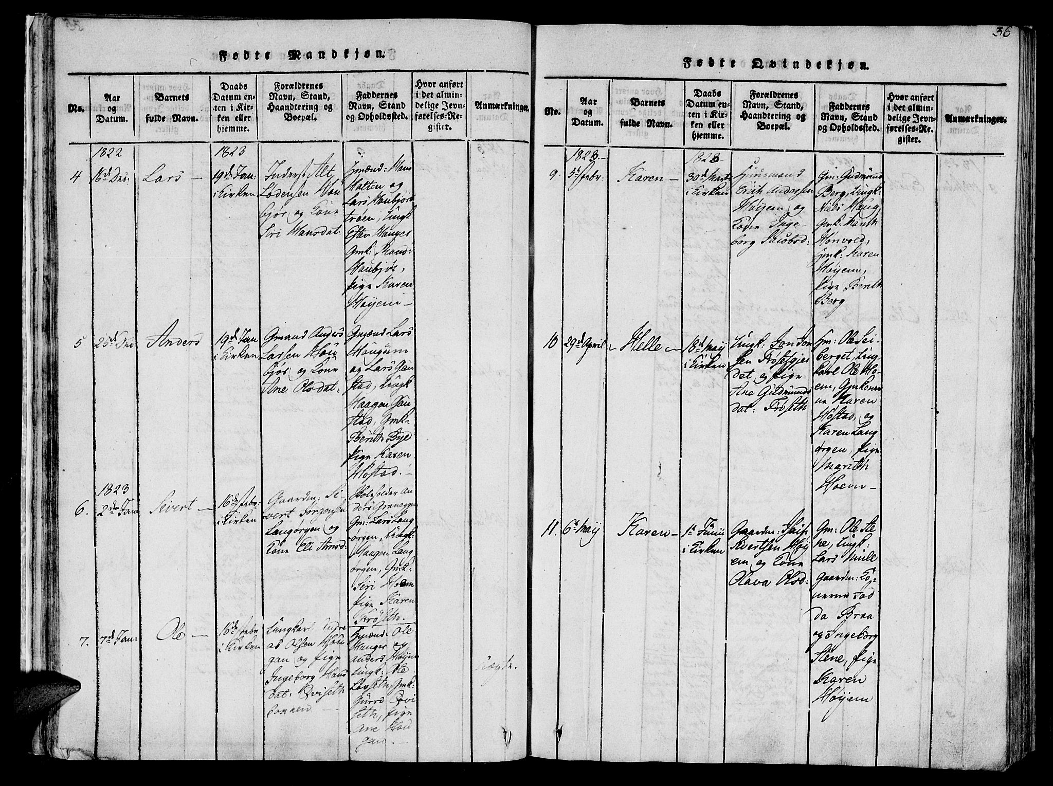 Ministerialprotokoller, klokkerbøker og fødselsregistre - Sør-Trøndelag, SAT/A-1456/612/L0372: Parish register (official) no. 612A06 /1, 1816-1828, p. 36