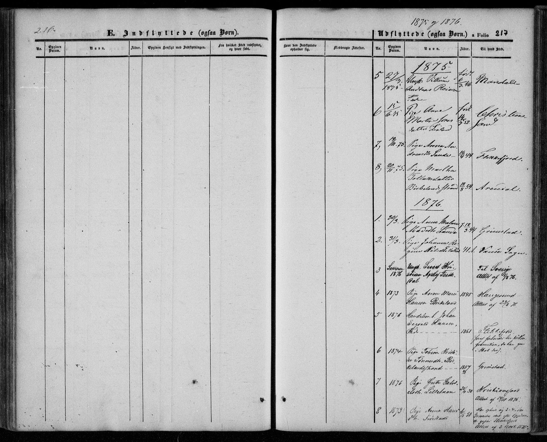 Kvinesdal sokneprestkontor, AV/SAK-1111-0026/F/Fa/Faa/L0002: Parish register (official) no. A 2, 1850-1876, p. 217