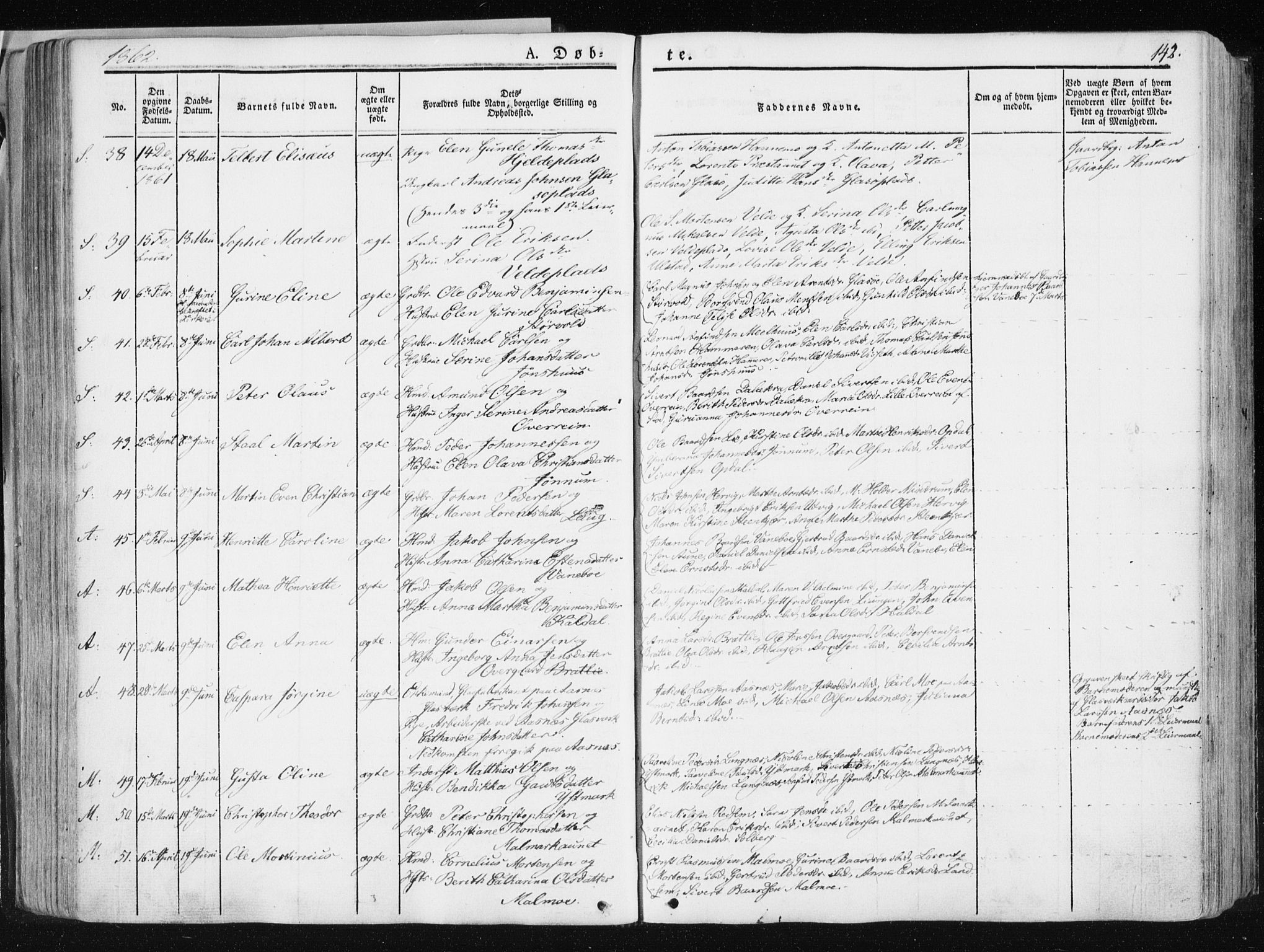 Ministerialprotokoller, klokkerbøker og fødselsregistre - Nord-Trøndelag, AV/SAT-A-1458/741/L0393: Parish register (official) no. 741A07, 1849-1863, p. 142