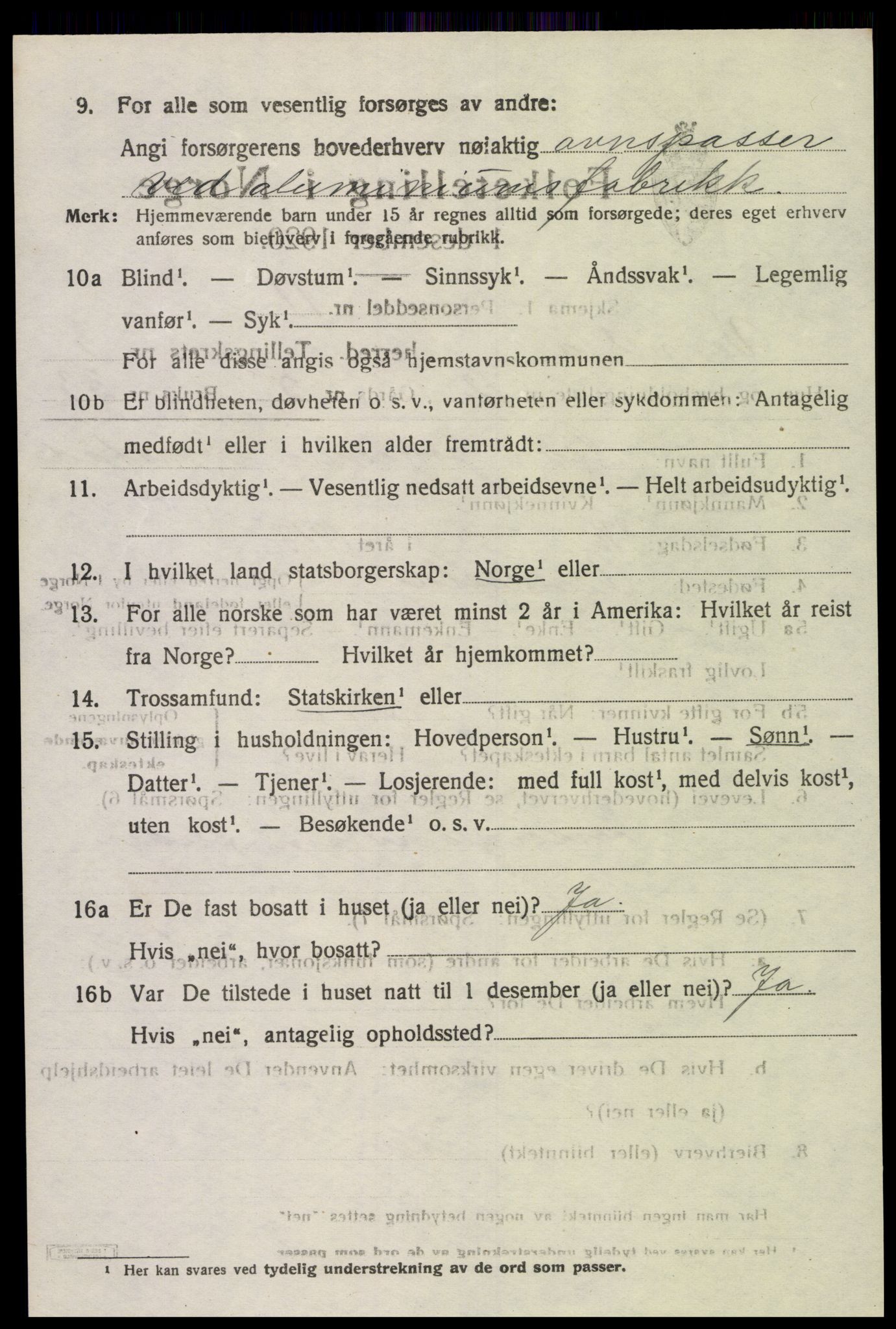 SAK, 1920 census for Vennesla, 1920, p. 2369