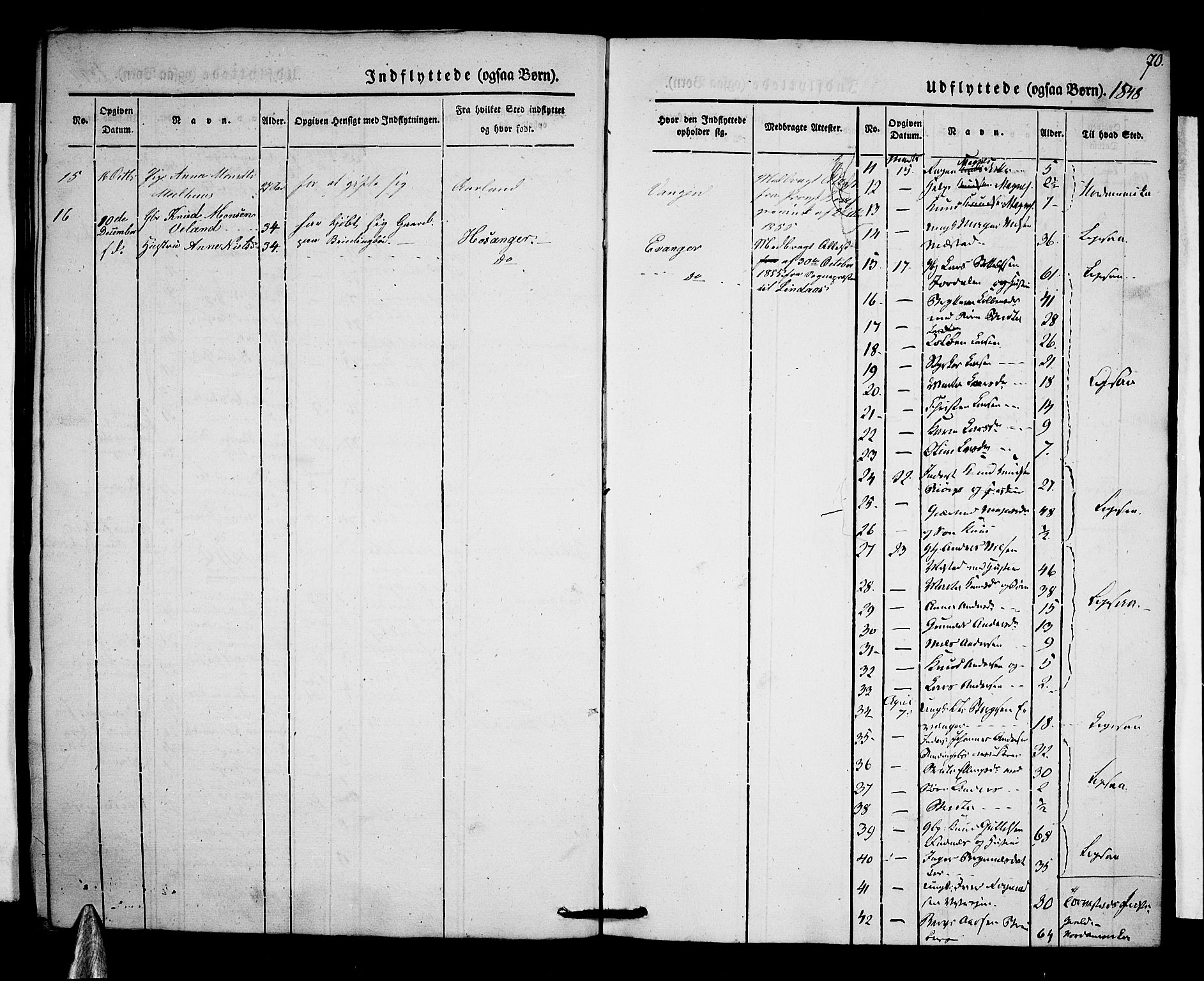 Voss sokneprestembete, AV/SAB-A-79001/H/Haa: Parish register (official) no. A 15, 1845-1855, p. 70