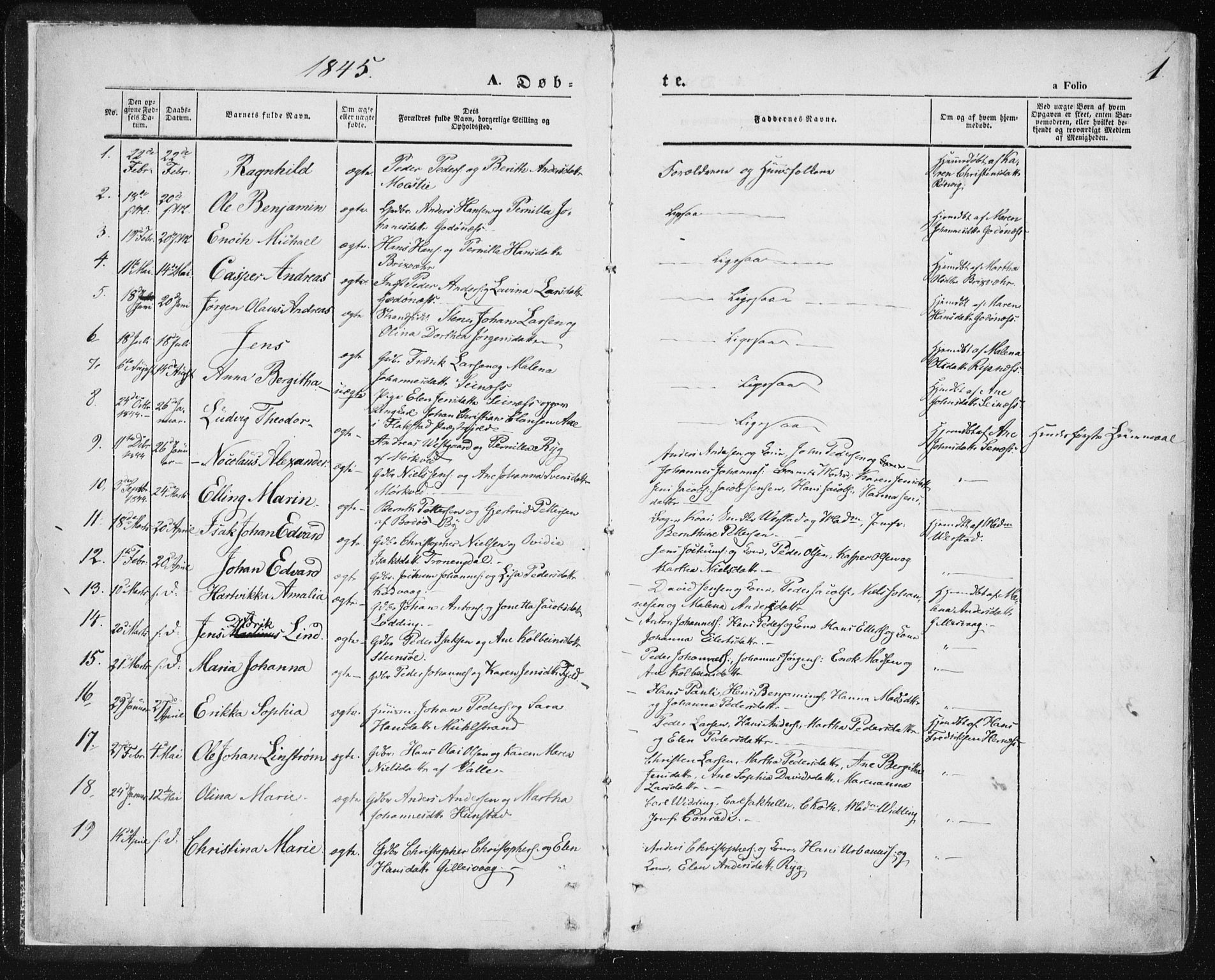 Ministerialprotokoller, klokkerbøker og fødselsregistre - Nordland, AV/SAT-A-1459/801/L0007: Parish register (official) no. 801A07, 1845-1863, p. 1