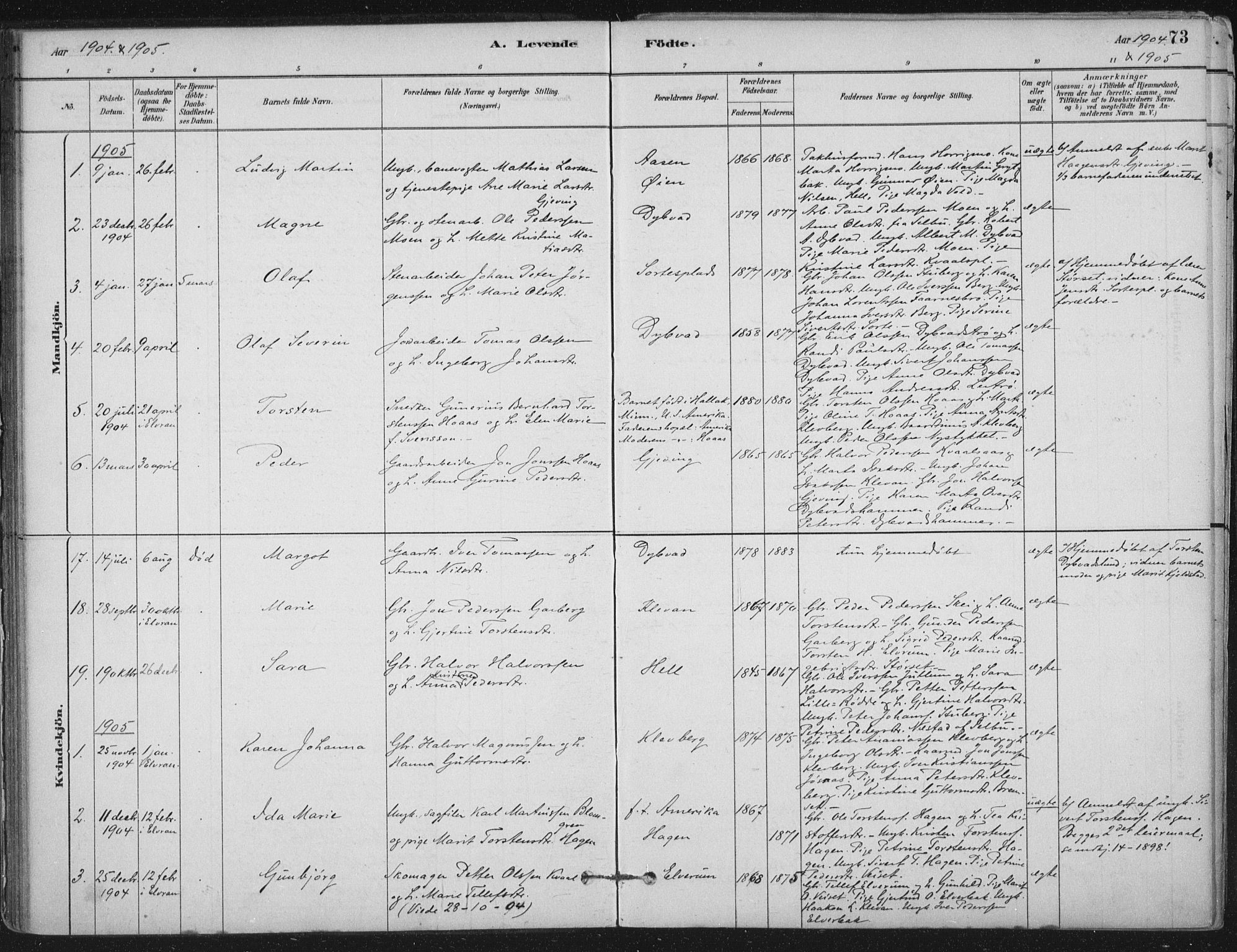 Ministerialprotokoller, klokkerbøker og fødselsregistre - Nord-Trøndelag, SAT/A-1458/710/L0095: Parish register (official) no. 710A01, 1880-1914, p. 73