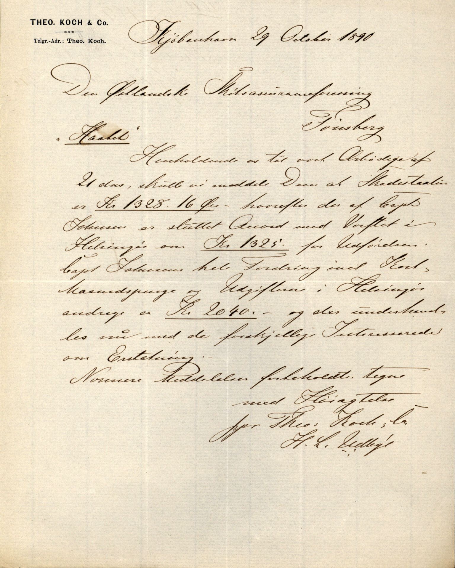 Pa 63 - Østlandske skibsassuranceforening, VEMU/A-1079/G/Ga/L0025/0004: Havaridokumenter / Imanuel, Hefhi, Guldregn, Haabet, Harald, Windsor, 1890, p. 75