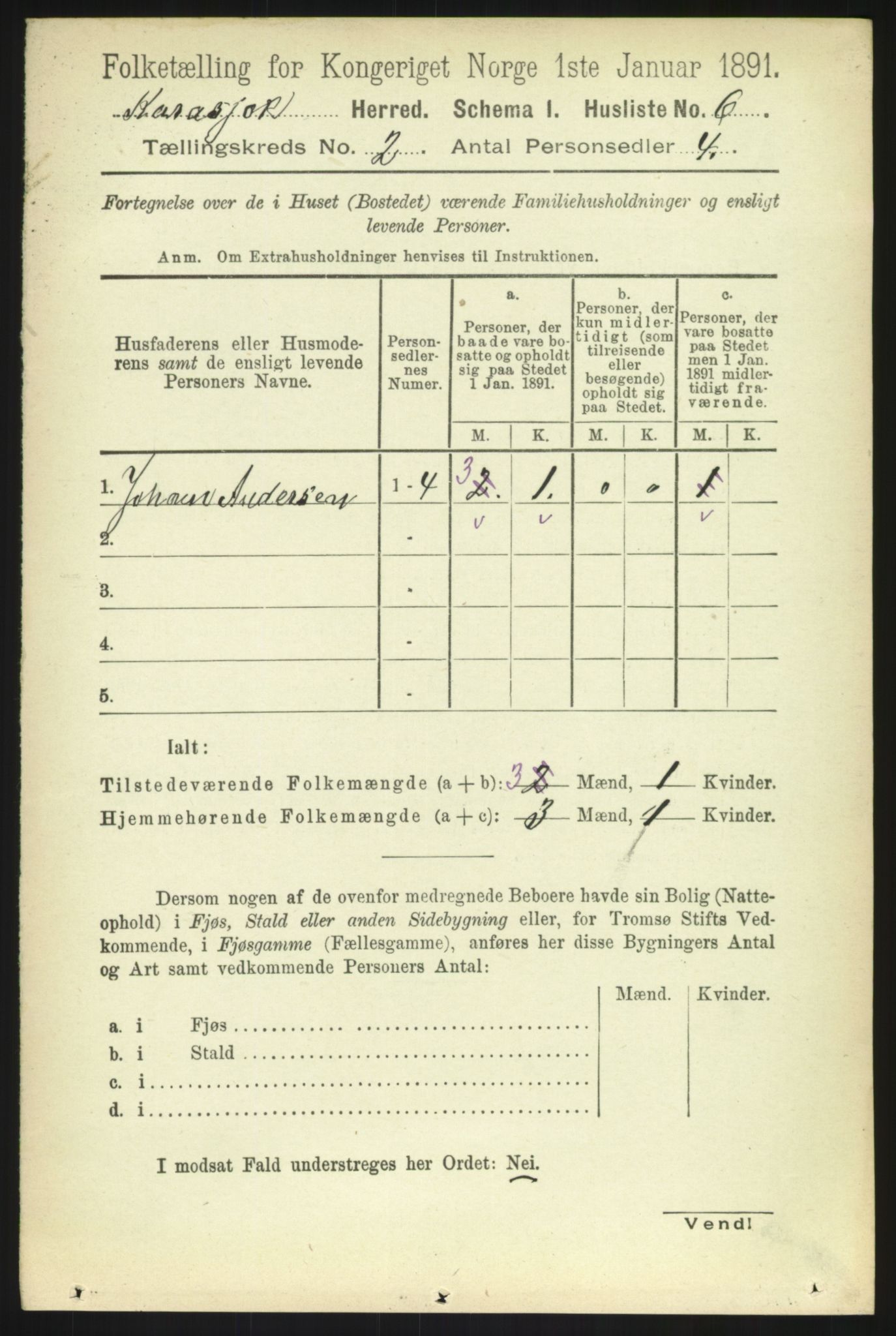 RA, 1891 census for 2021 Karasjok, 1891, p. 423